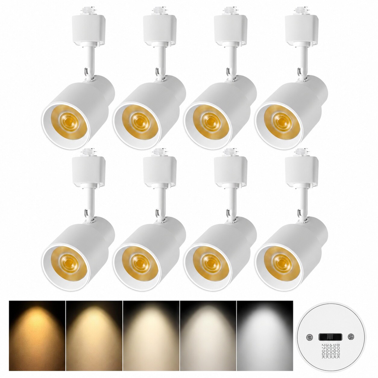 Aoibox  10W 5 Color Dimmable H Track Lighting Heads 8 Pack White LED Track Light Fixtures for Kitchen Ceiling Spotlights