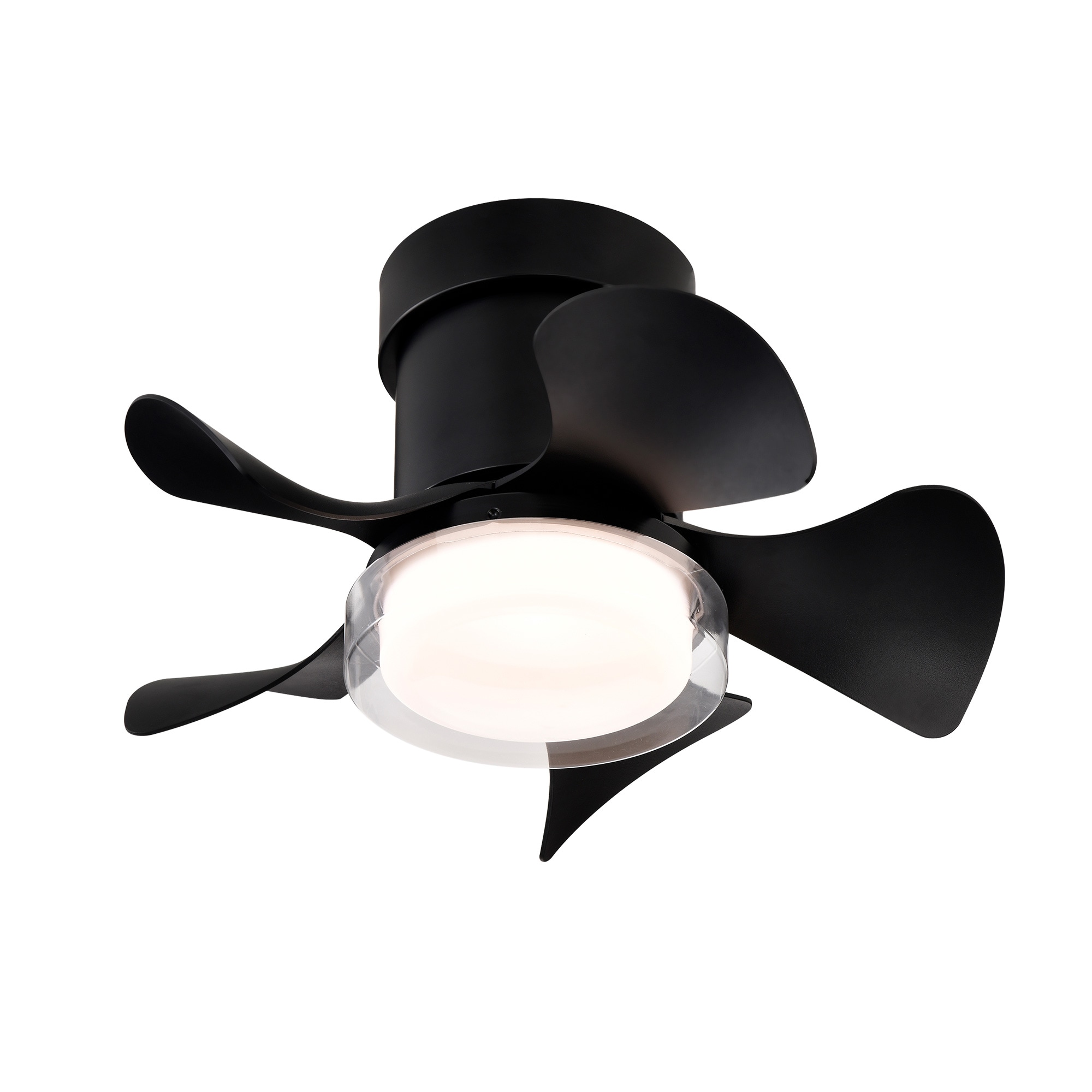 Innobule LAMP-TZ2058 21-in Integrated LED Downrod or Flush Mount black with black Blades Plug-in Ceiling Fan With Light - Remote Included ( 5 -Blade )
