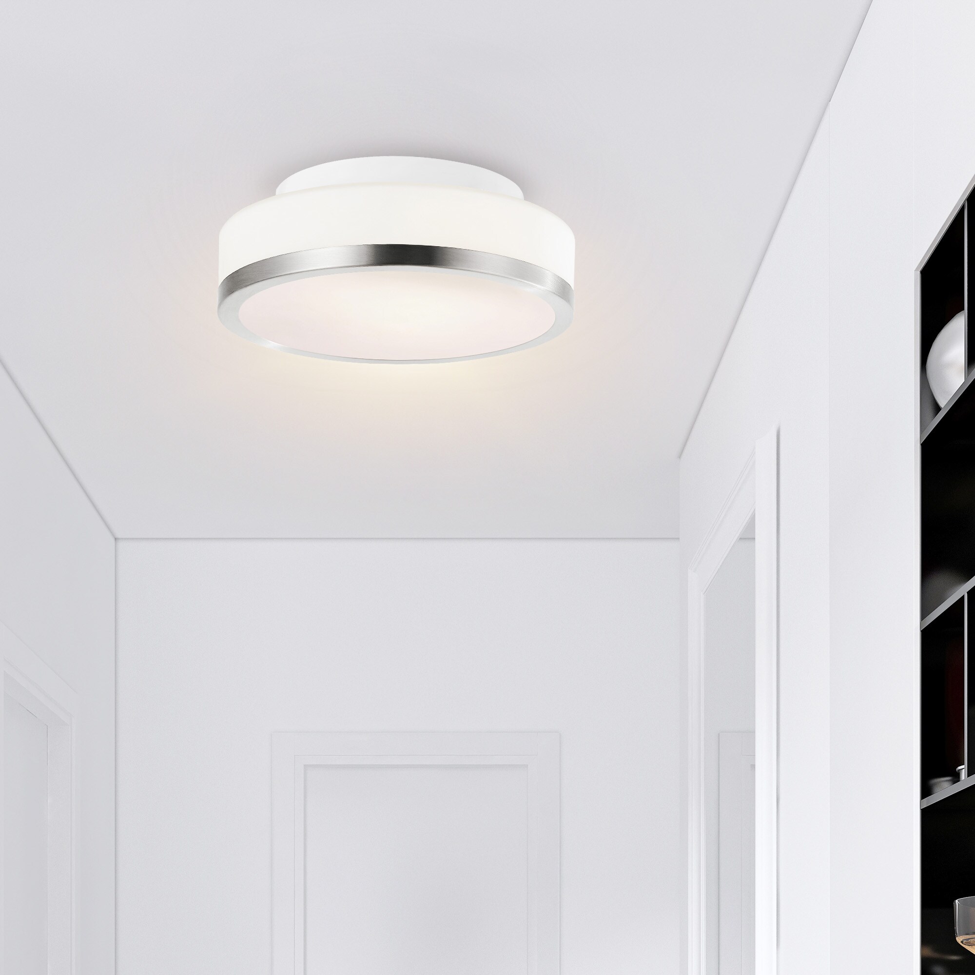 CWI Lighting 5479C8SN-R Frosted 1-Light 8-in Multiple Finishes Nickel Flush Mount Light