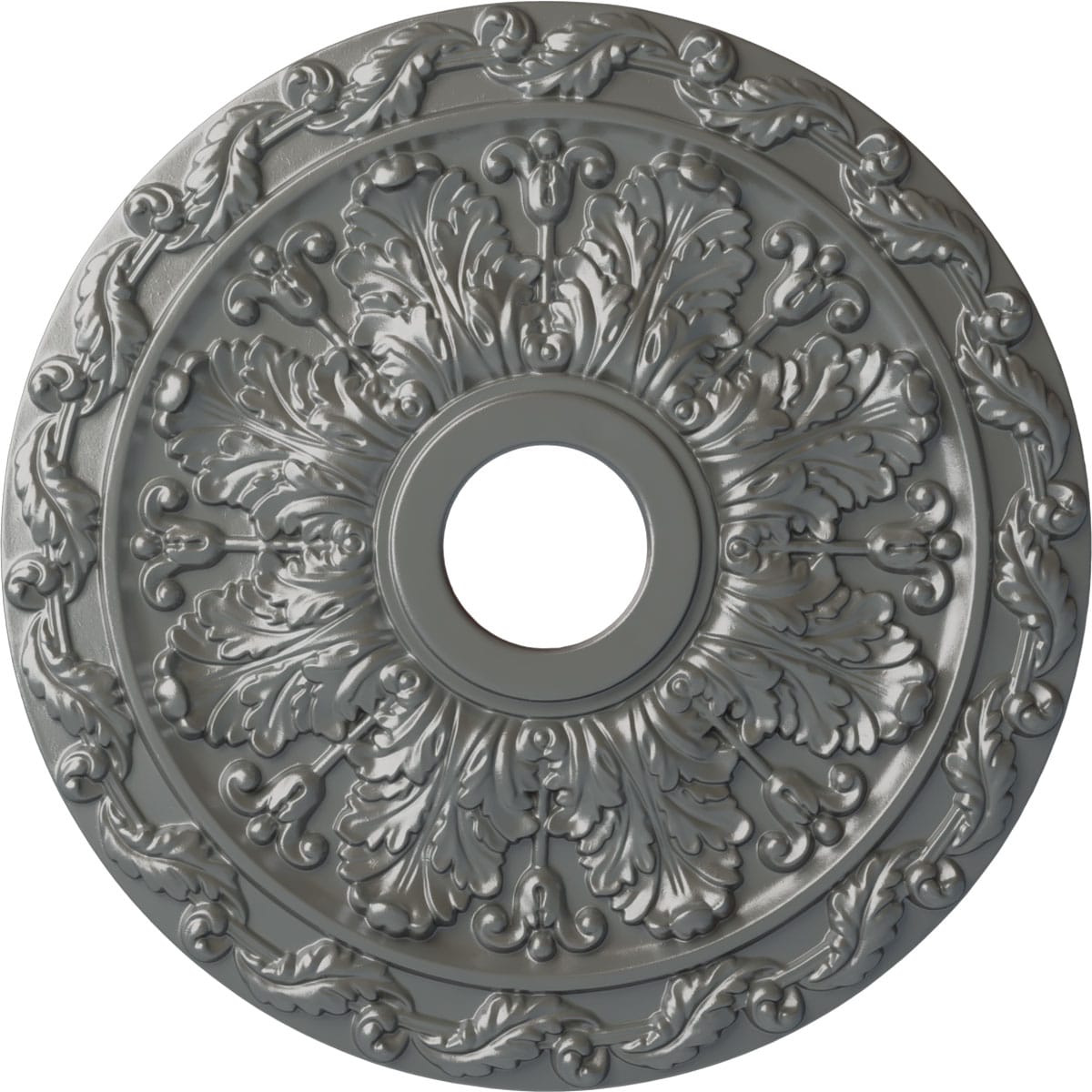 Ekena Millwork CM19SPSLS Spring Leaf 19.875-in W x 19.875-in L Painted Silver Polyurethane Whole Ceiling Medallion