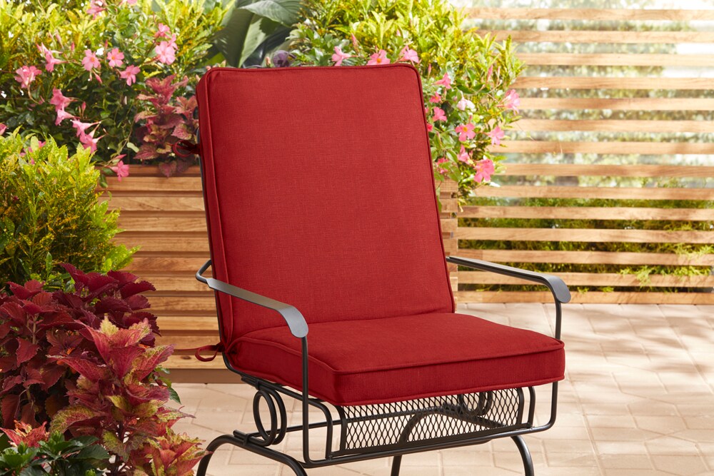 Allen Roth 20 In X 20 In Madera Linen Dark Cherry High Back Patio Chair Cushion In The Patio 9811