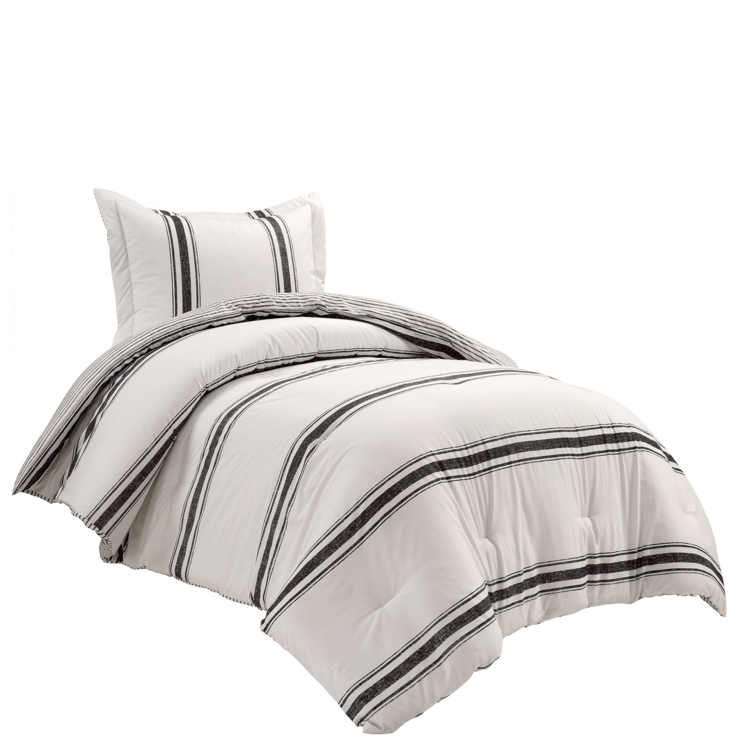 Twin Black Cotton Reversible Comforter Set