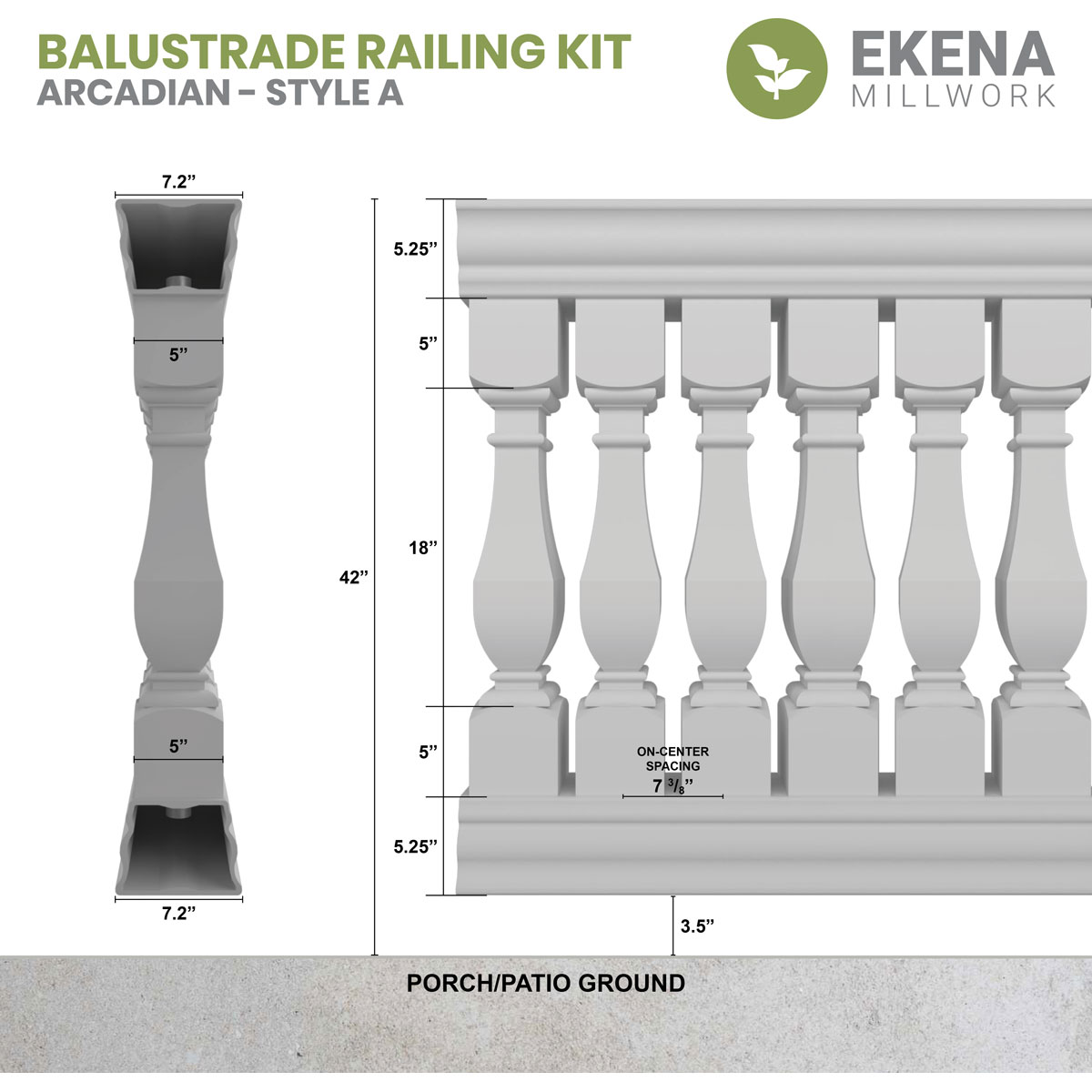 Ekena Millwork BALK42X156ACA railings - View #2