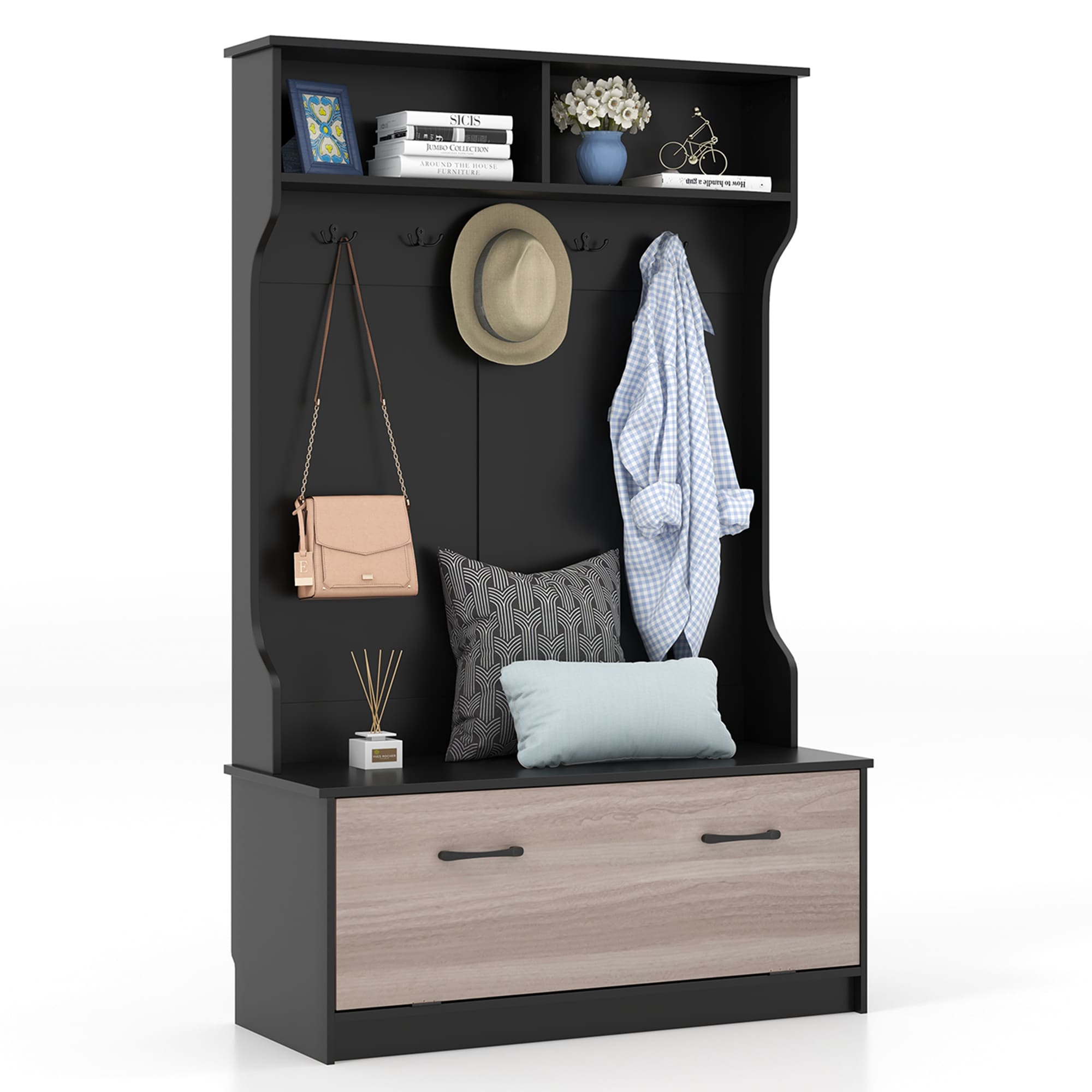 Goplus LWS00501 Black 5 -Hook Coat stand