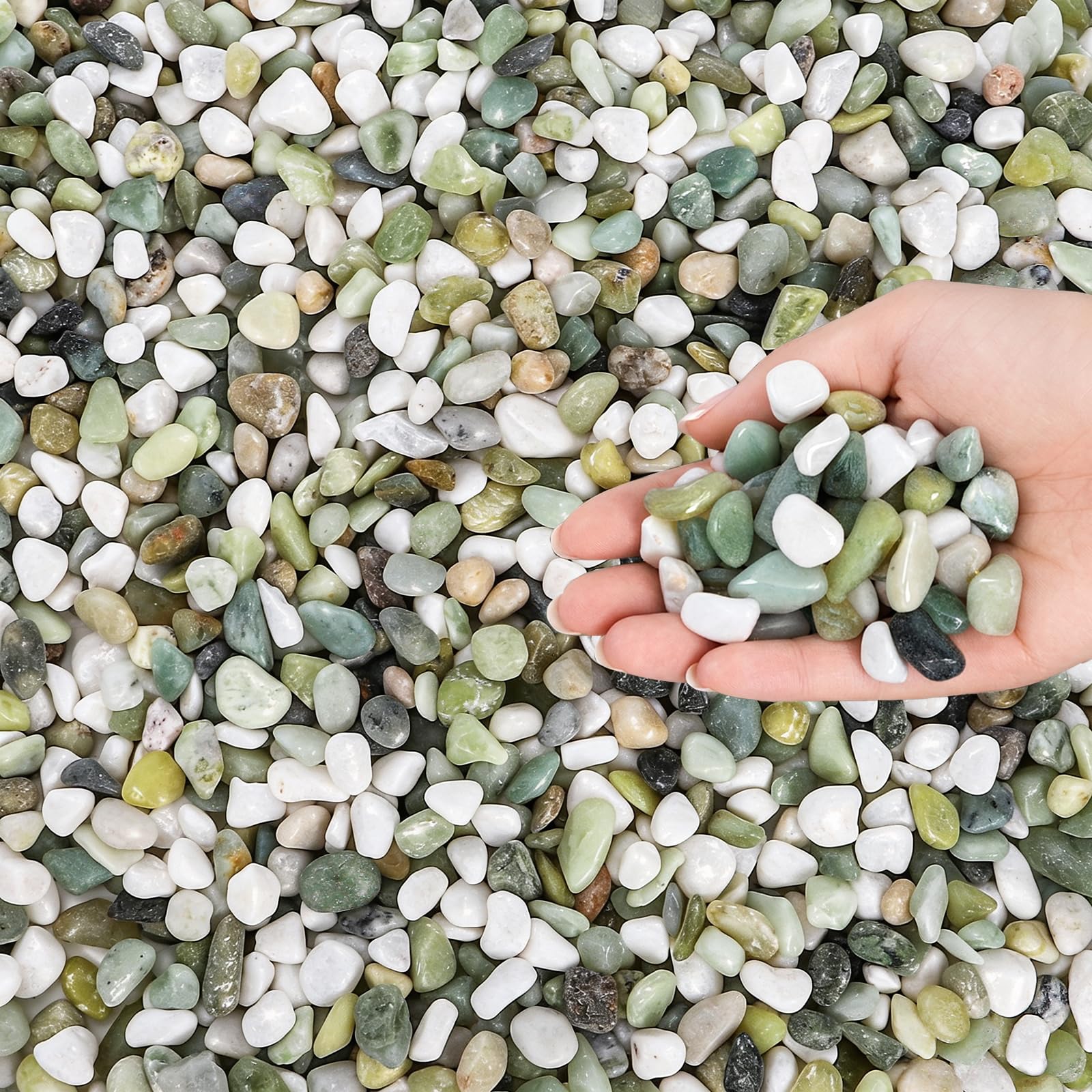 Colorfal Rocks Afoxsos 12lb Decorative Polished Jade Pebbles for Plants 4-8 MM Natural ...