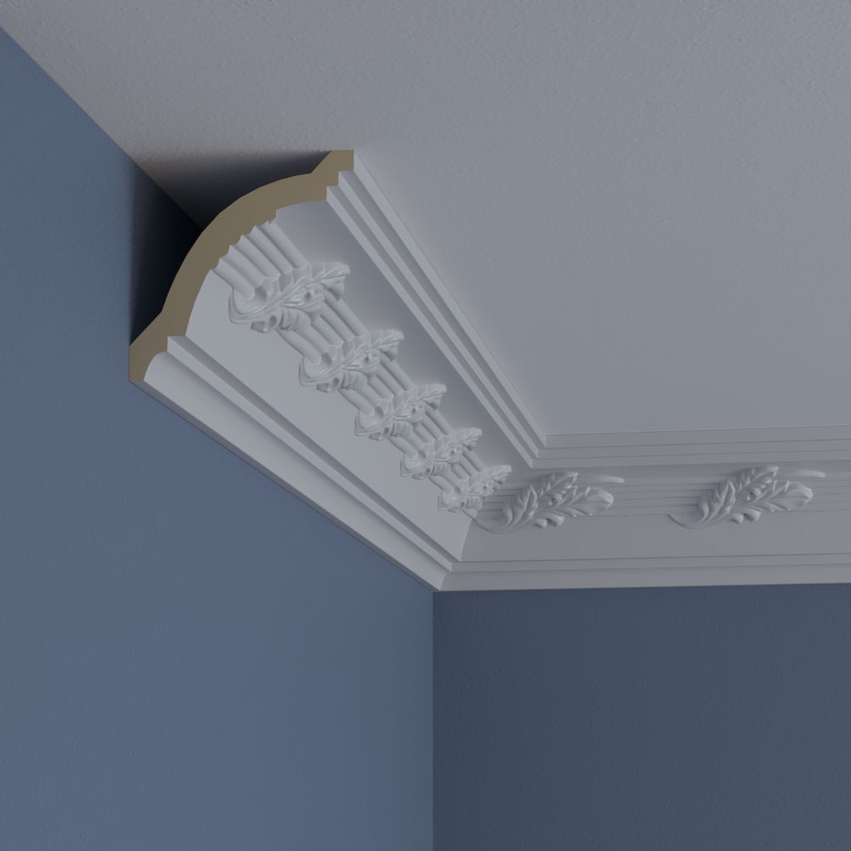 Leaf Twist White Polyurethane Crown Moulding 94.5"