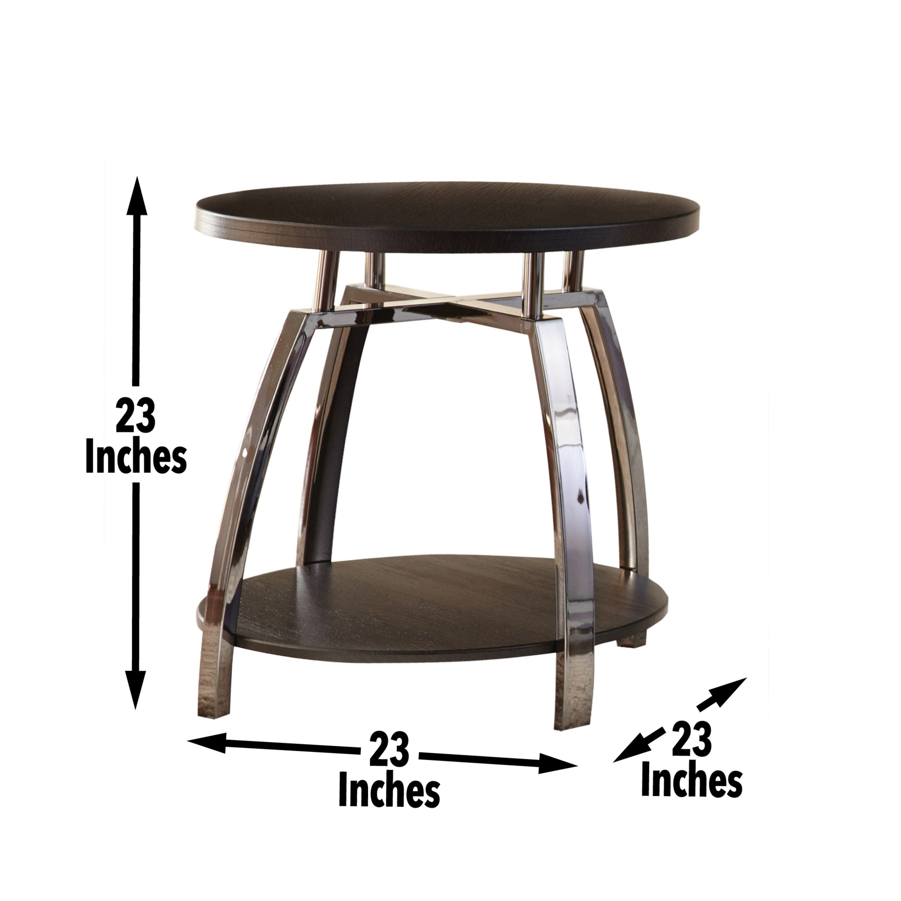 Coham 23" Round Brown Wood and Metal End Table