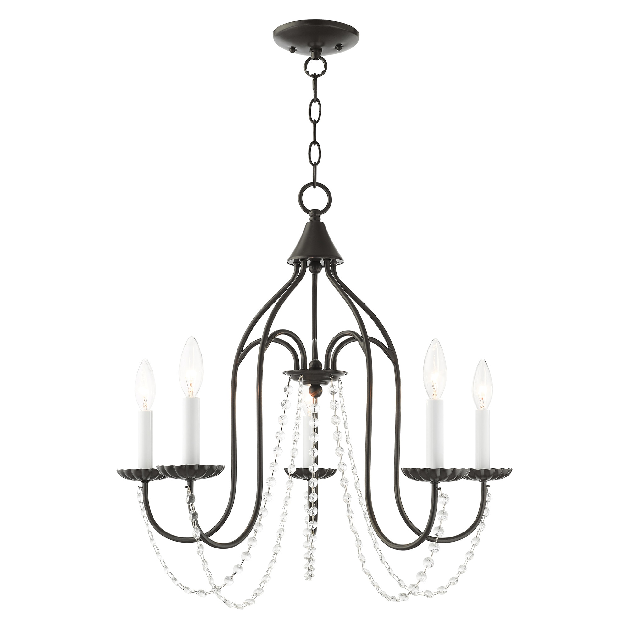 Livex Lighting 40795-92 Alessia 5 -Light Matte Bronze Traditional For Use in Bathrooms, Bedrooms, Dining Rooms, Foyers, Kitchens, Living Rooms Chandelier