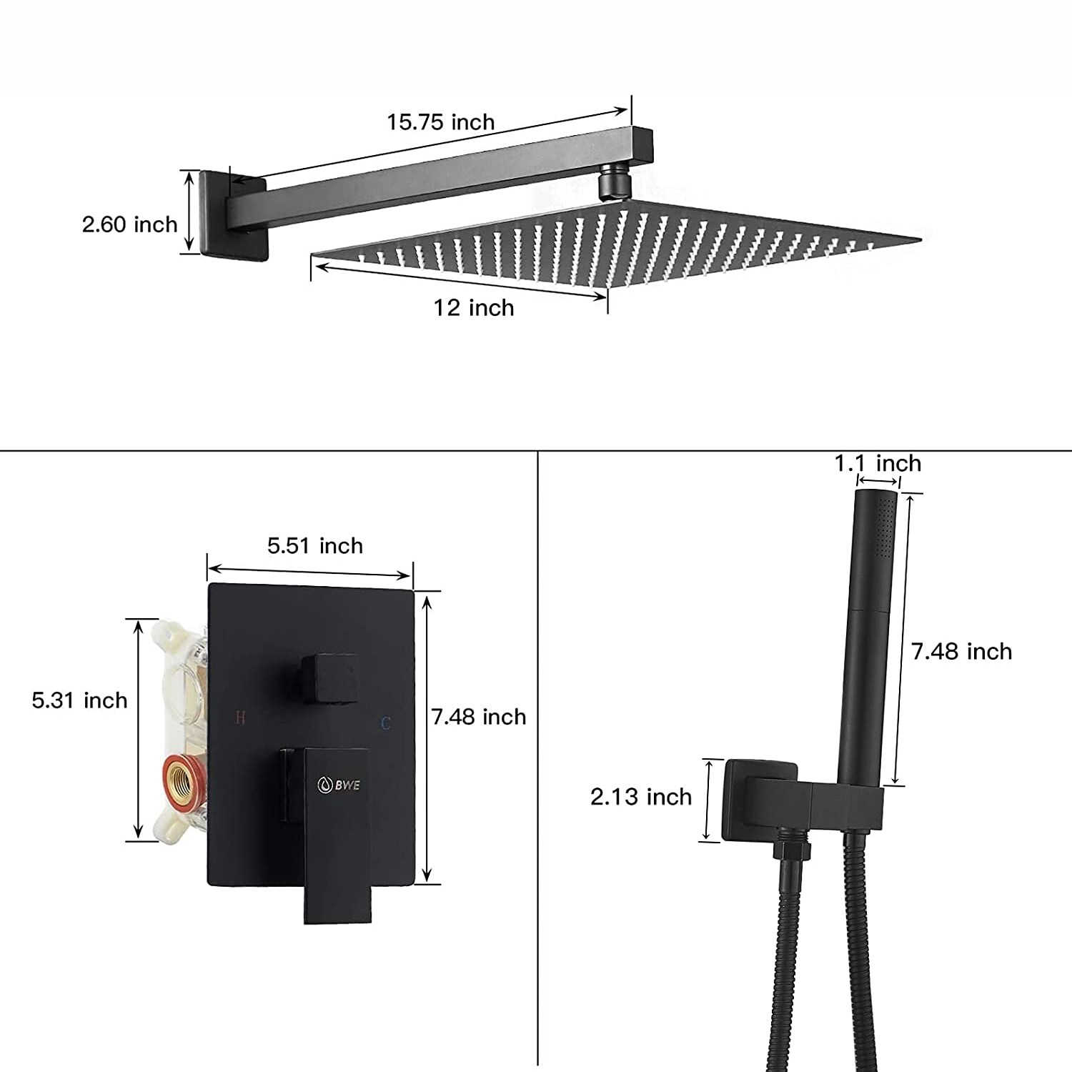 BWE A-95013-BLACK Tub-Shower-Faucets - View #9