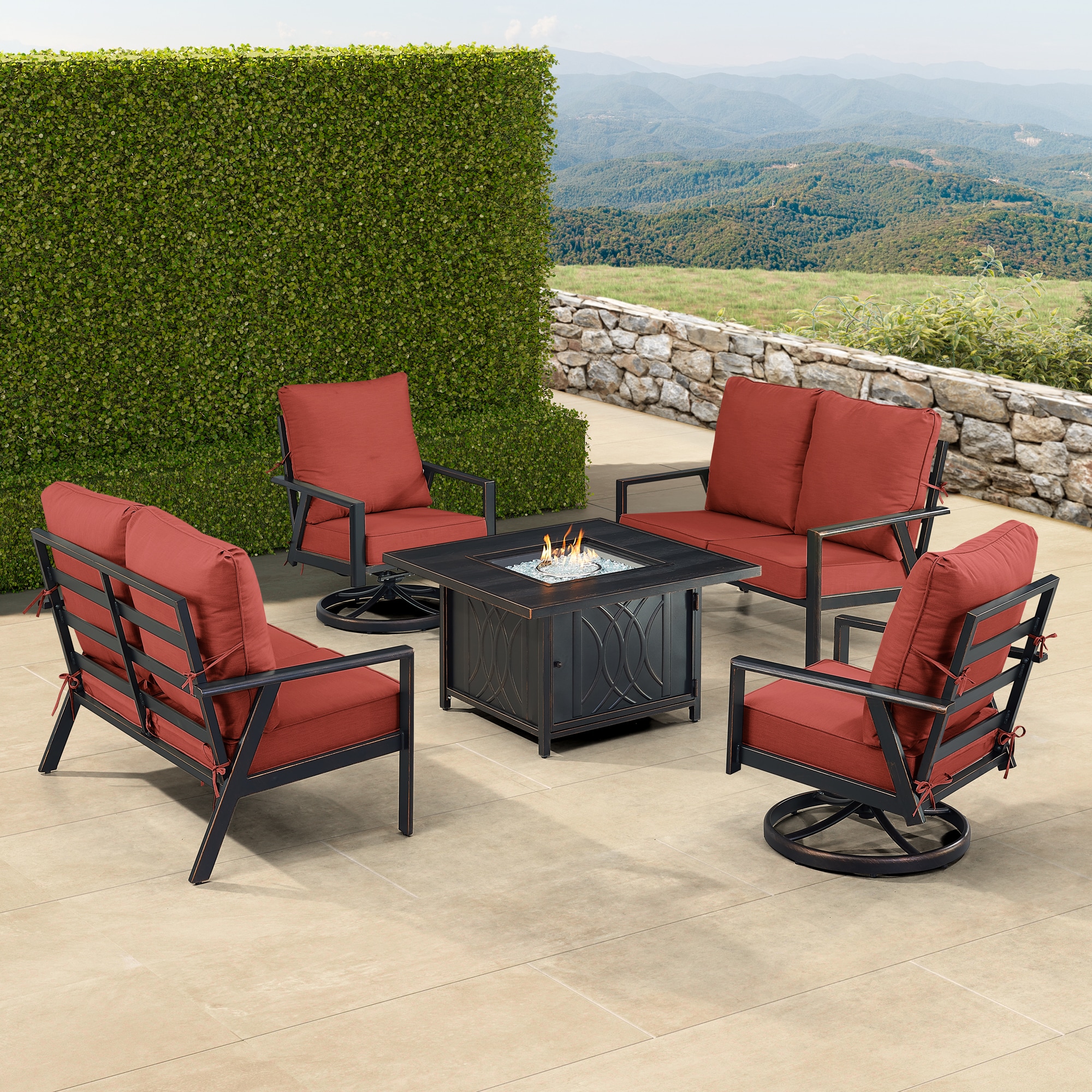Oakland Living LUX2LS2CHCAVERDCUA 19-Piece Patio Conversation Set with Red Cushions