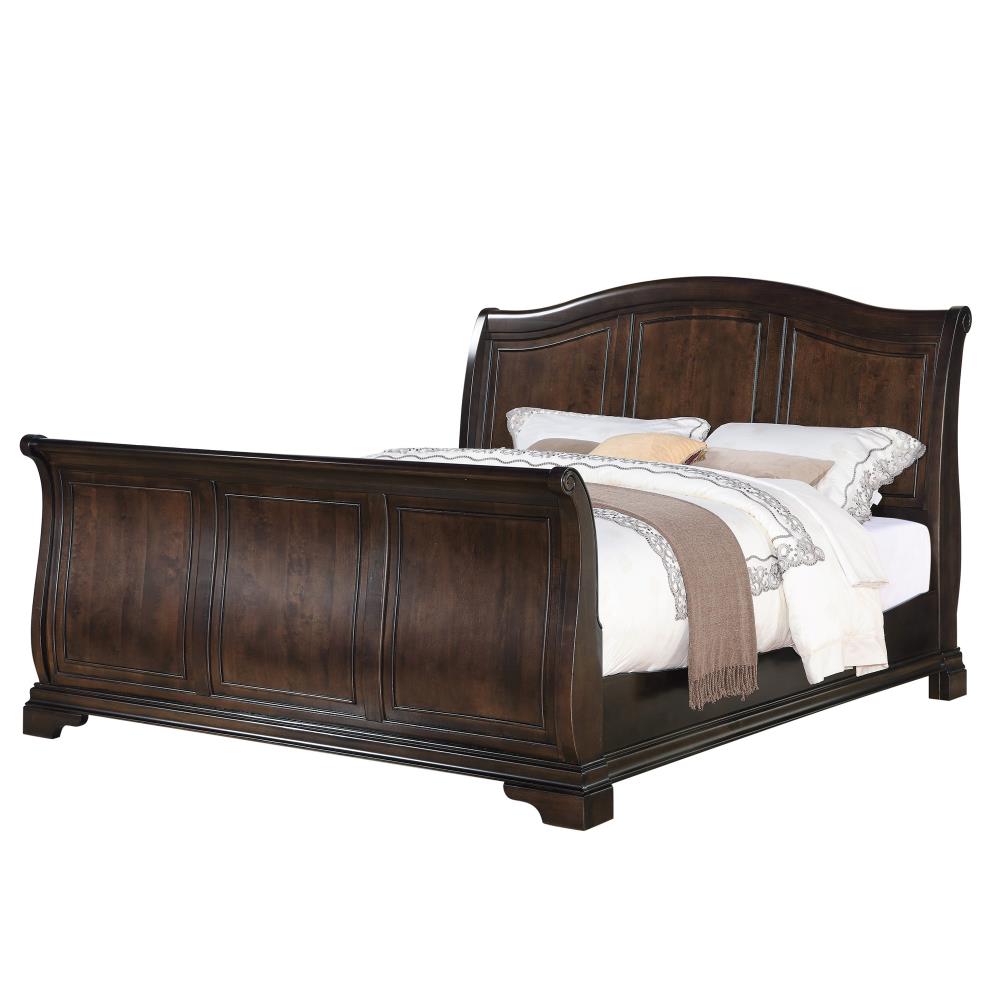 Cherry Sleigh Queen Bedroom Set with Carved Panels and Ample Storage