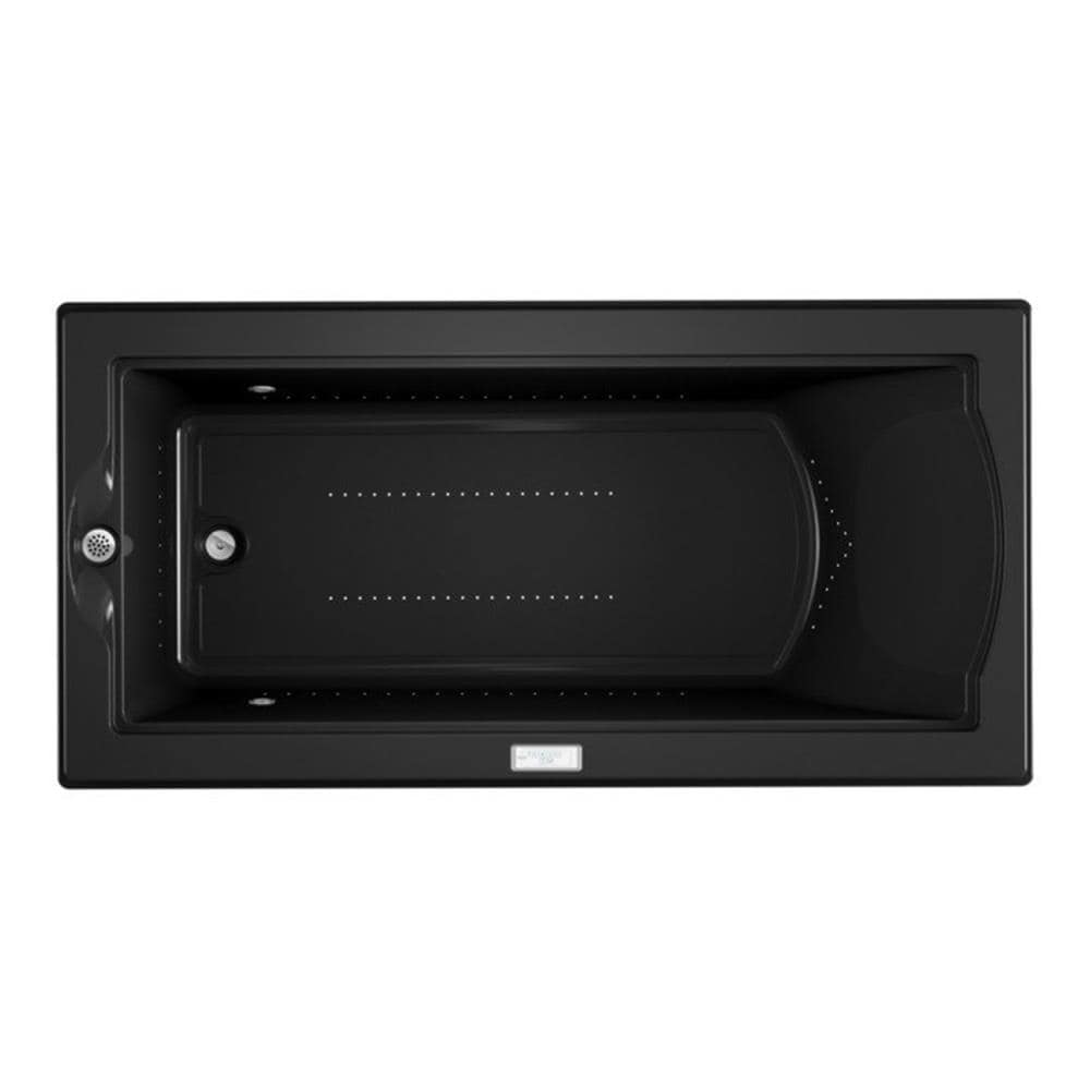Jacuzzi MB10917 FUZION 35.4-in x 70.7-in Black Acrylic Rectangular Drop-in Whirlpool and air bath combination tub with Drain ( Left Drain )