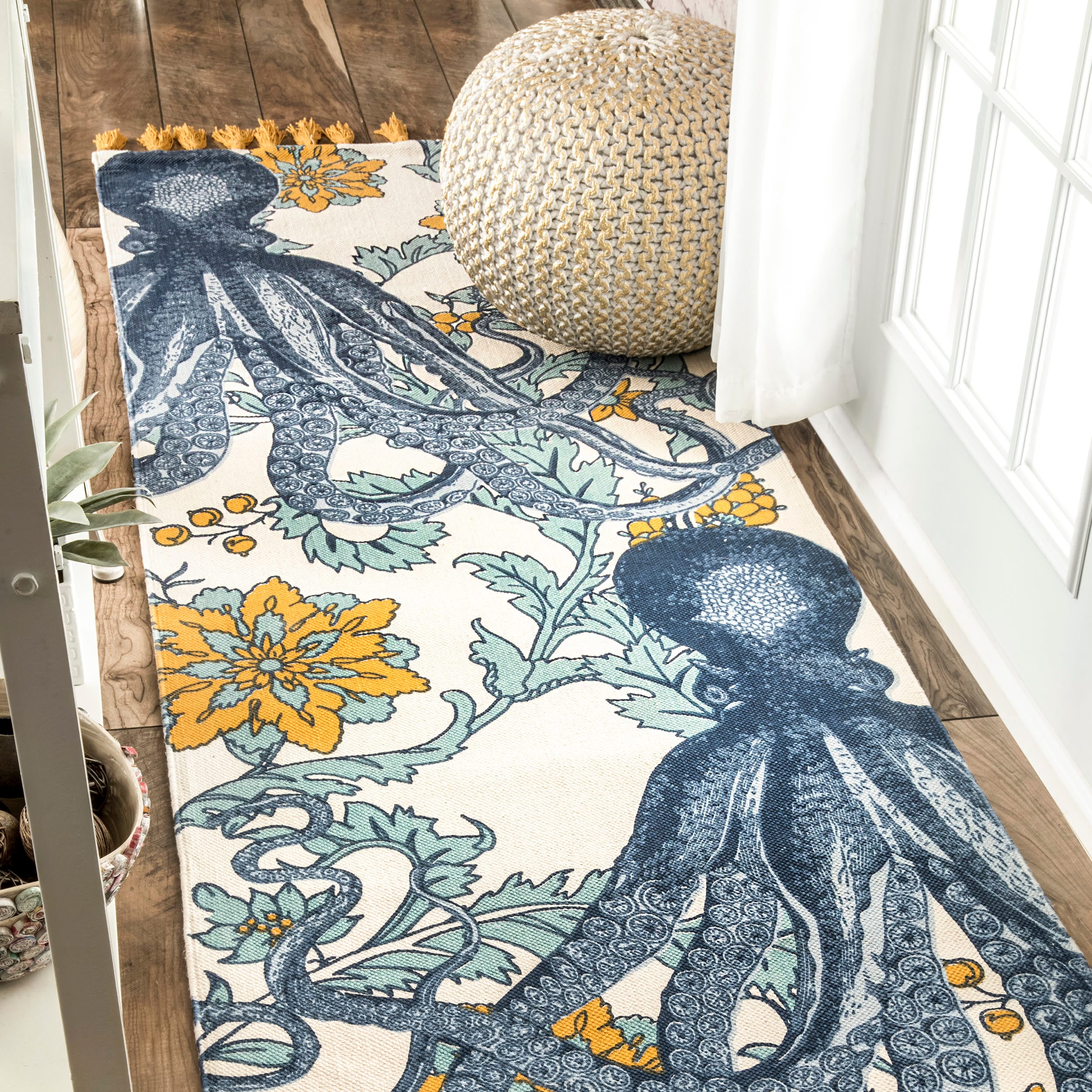 nuLOOM TATP03A-28010 2 x 10 (ft) Loomed Cotton Multi Rectangular Indoor Animal print Coastal Runner rug