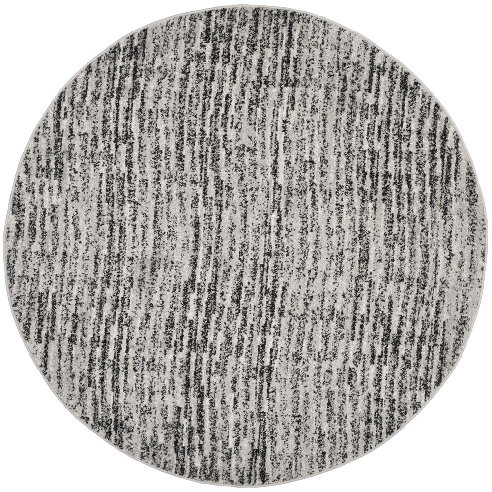 Safavieh ADR117A-6R Adirondack Lorenzo 6 x 6 (ft) Loomed Polypropylene Black/Silver Round Indoor Distressed/Overdyed Industrial Area rug