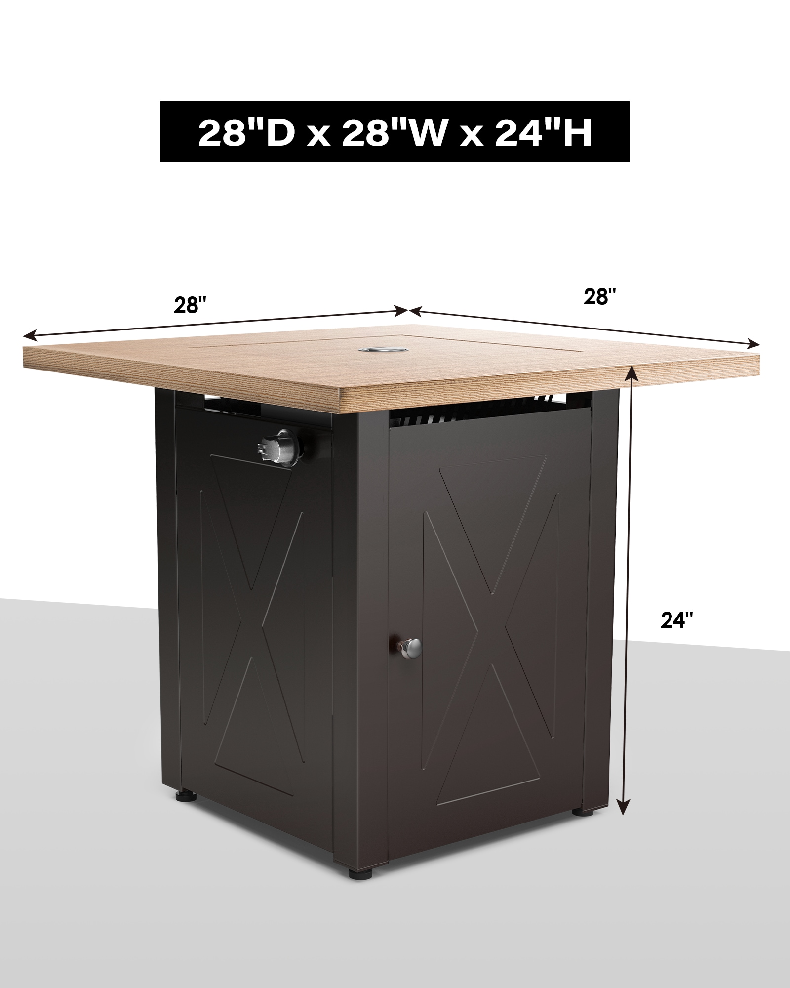 Yellow Wood Mocha X Square Propane Fire Pit Table