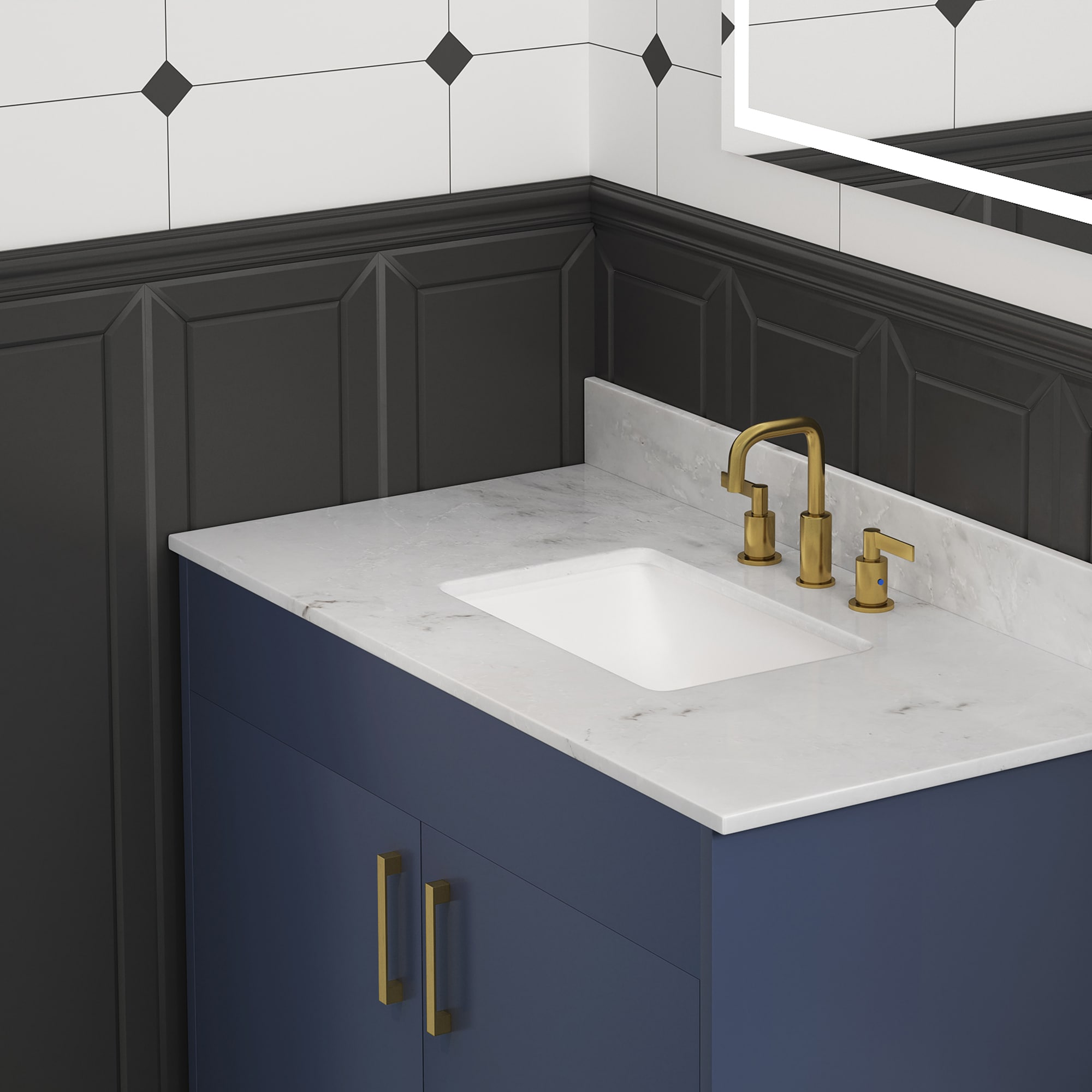 Carlsber 37" White Marble Undermount Single Sink Vanity Top