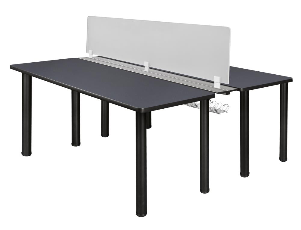 Regency MBSPD6624GYBPBK Kee Desking 58-in Gray Modern/Contemporary 2-person Desk