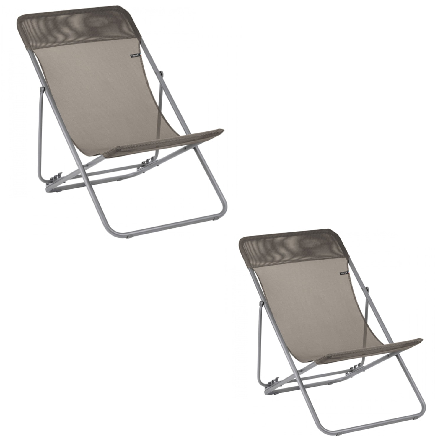 Lafuma  Maxi Transat Folding Camping Steel Mesh Sling Chair Graphite (2 Pack)