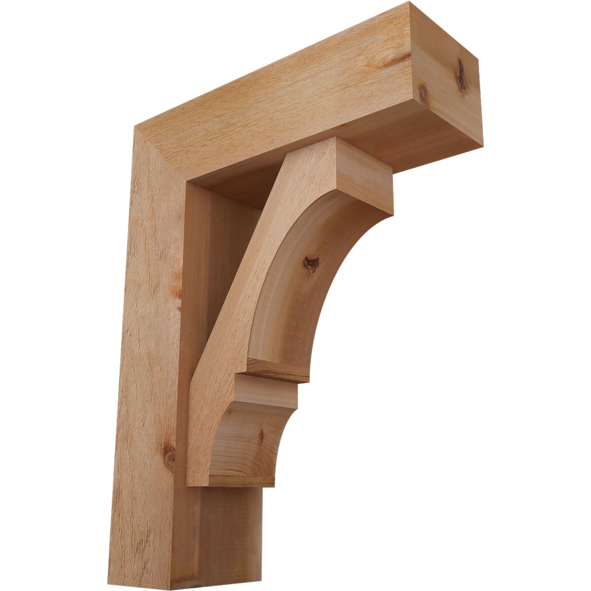 Ekena Millwork 1461876 Balboa block rough sawn bracket with offset brace 8-in x 24-in x 32-in Western red cedar Brown Wood Standard bracket