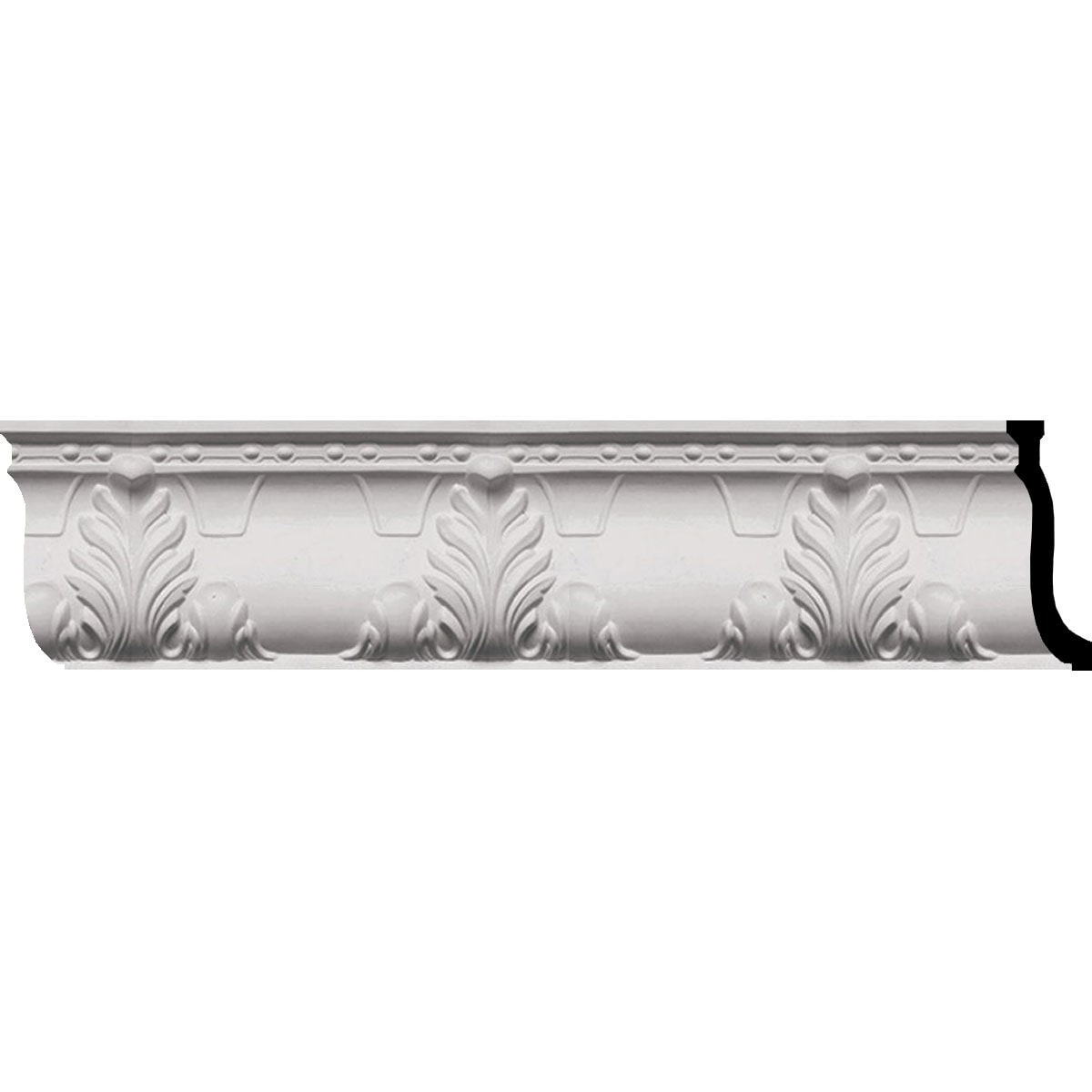 Ekena Millwork MLD09X03X10AL-CASE-2 Alexandria Acanthus Leaf and Ribbons 9-7/8-in x 7-ft 10-1/2-in Primed Urethane Crown Moulding 2.0 -Pack