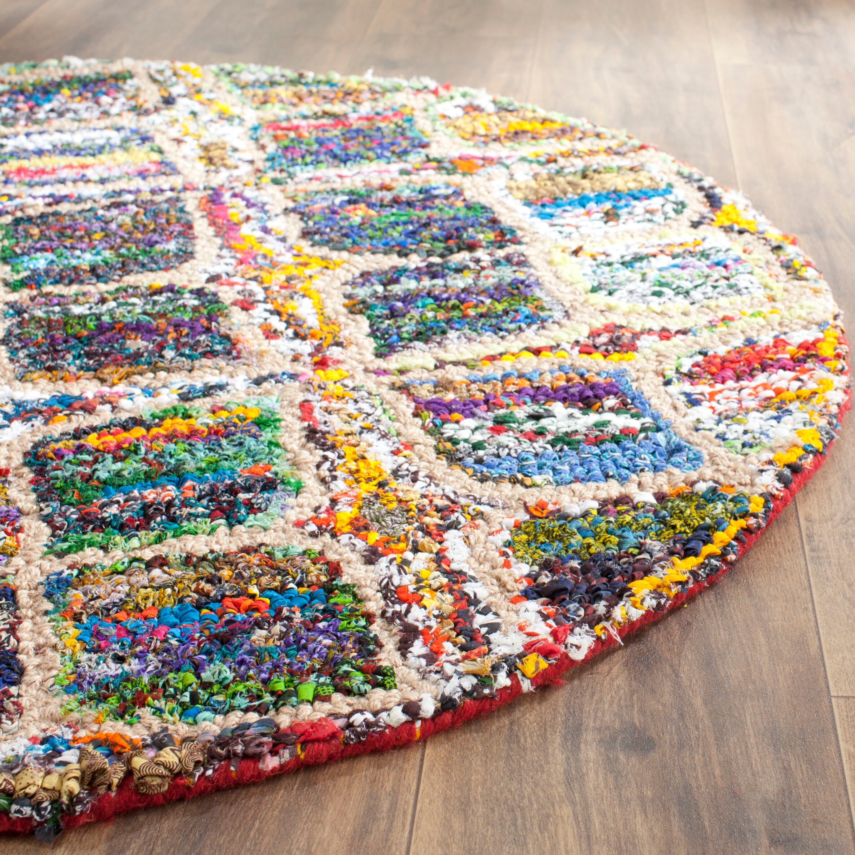 Safavieh Multi Round Indoor Abstract Area Rug in the Rugs department at ...