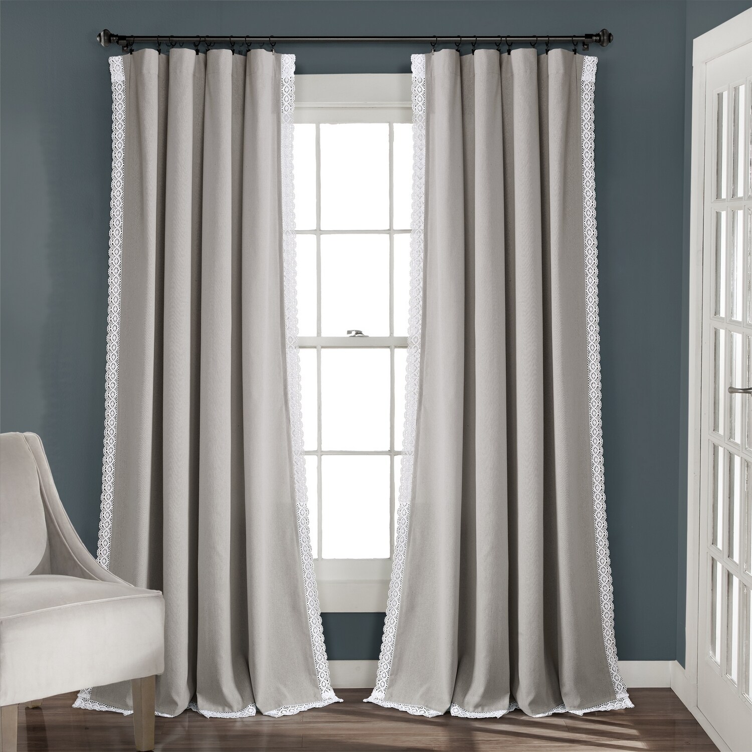 Lush Decor 16T003926 84-Inches Light Gray Rod pocket Curtain panel pair