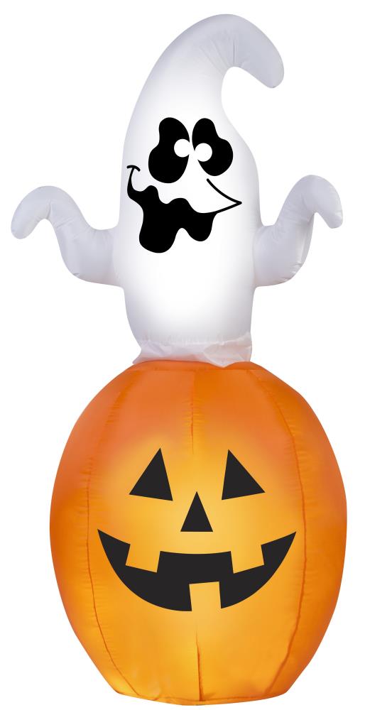 Gemmy 5.5-ft x 3.5-ft Animatronic Lighted Ghost Halloween Inflatable in ...