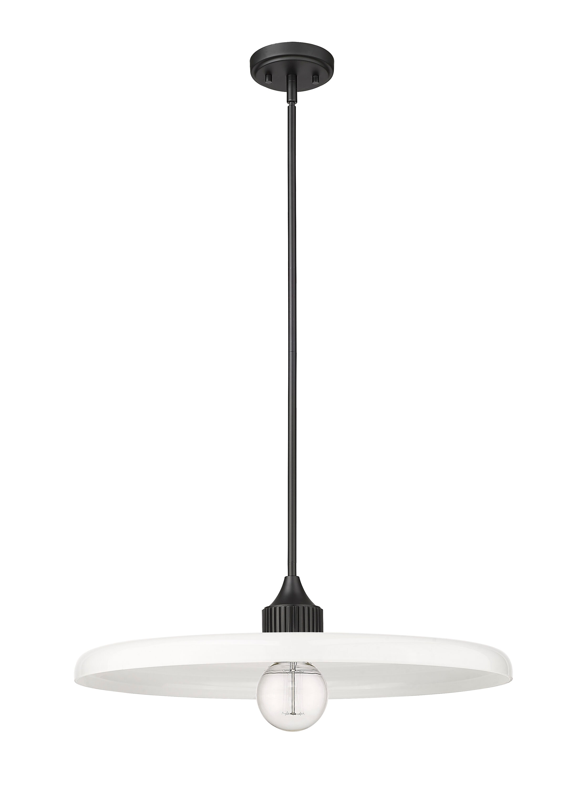 Matte Black and Opal Glass 24'' Pendant Light