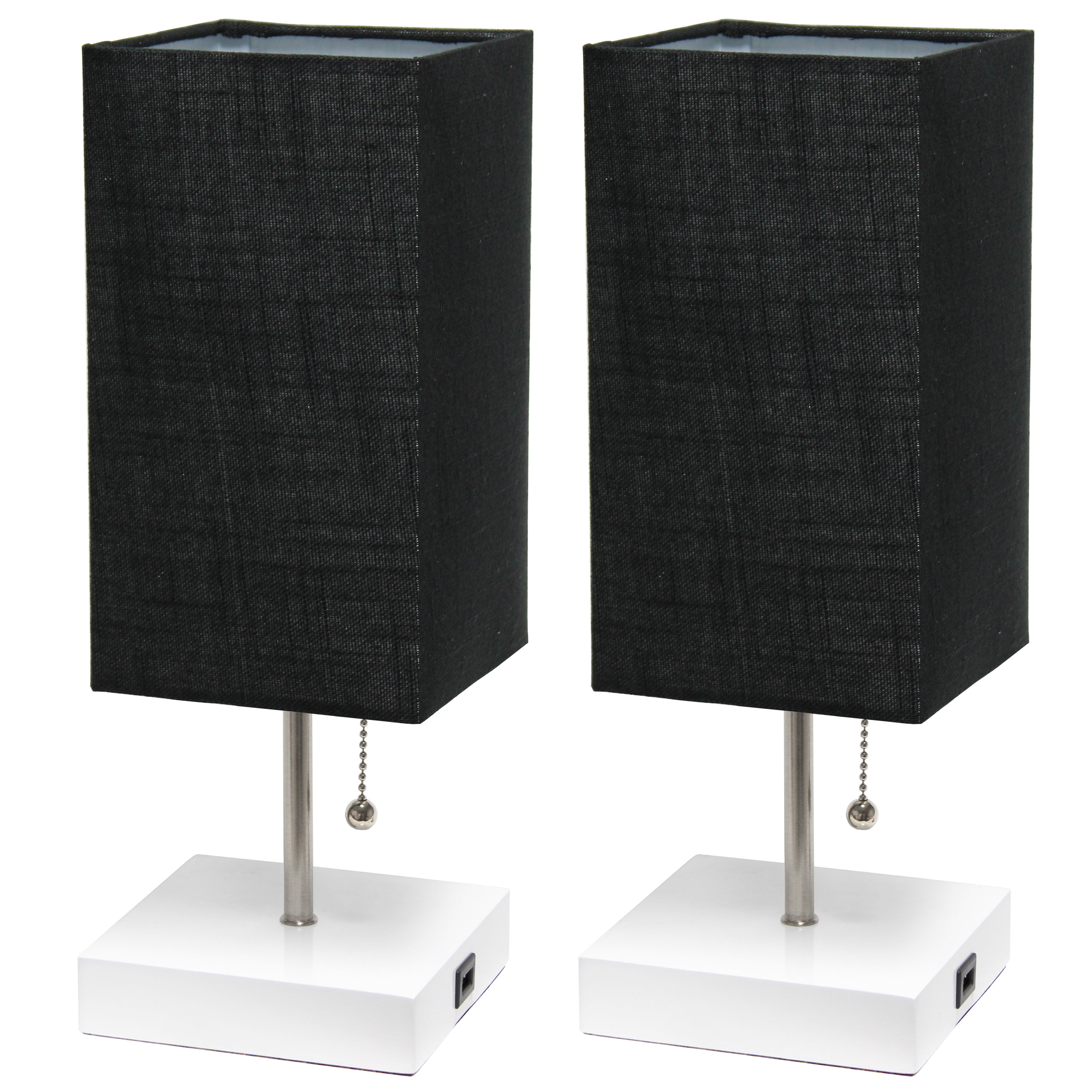 Simple Designs LC2004-BAW-2PK Modern/contemporary Medium base (E-26) Lamp Set with Black Shades