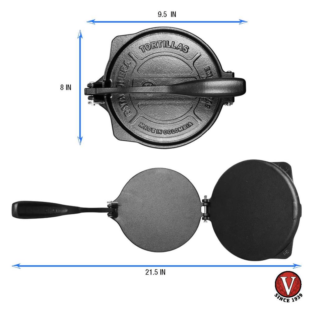 Victoria Cast Iron Pizza Crepe Pan, 15 Inch, Black & 8 Inch Cast Iron  Tortilla Press. Tortilla Maker, Flour Tortilla press, Rotis Press, Dough  Press, Pataconera Seasoned with Flaxeed Oil, Black - - Yahoo Shopping