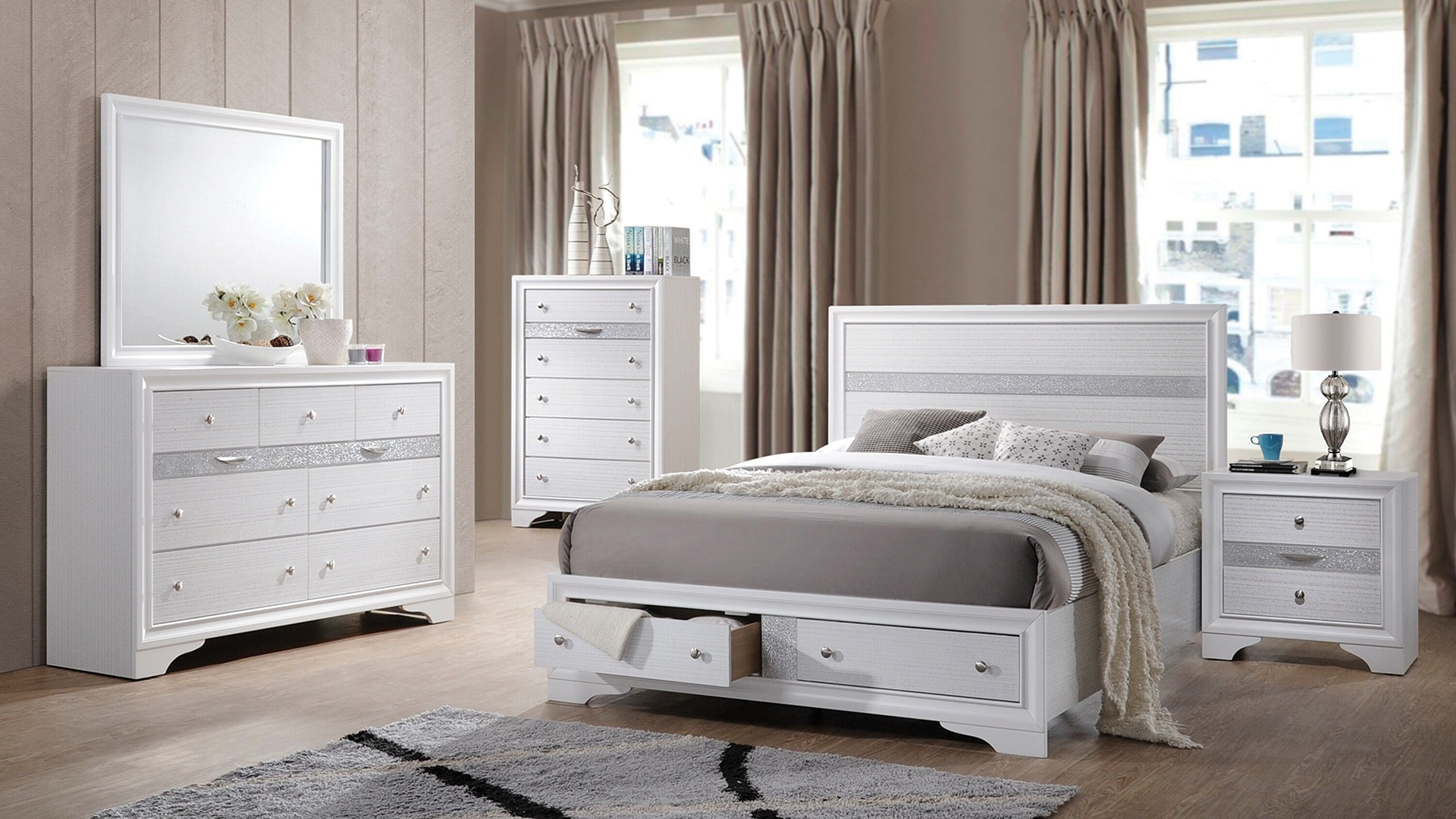 Galaxy White Queen Bedroom Set in the Bedroom Sets department at Lowes.com