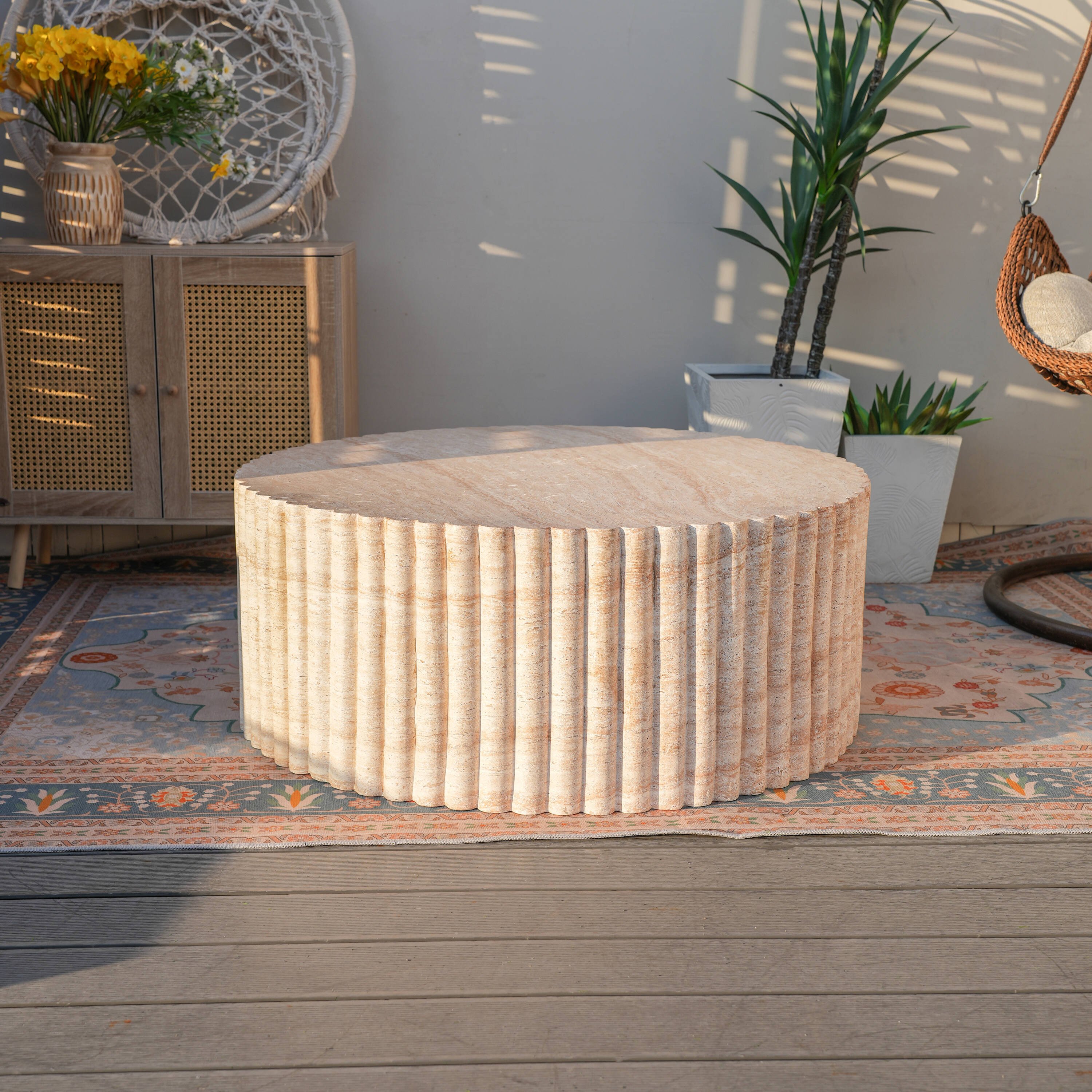 Direct Wicker DWT-24934TA Rosy Round Outdoor Coffee Table 41.73-in W x 41.73-in L
