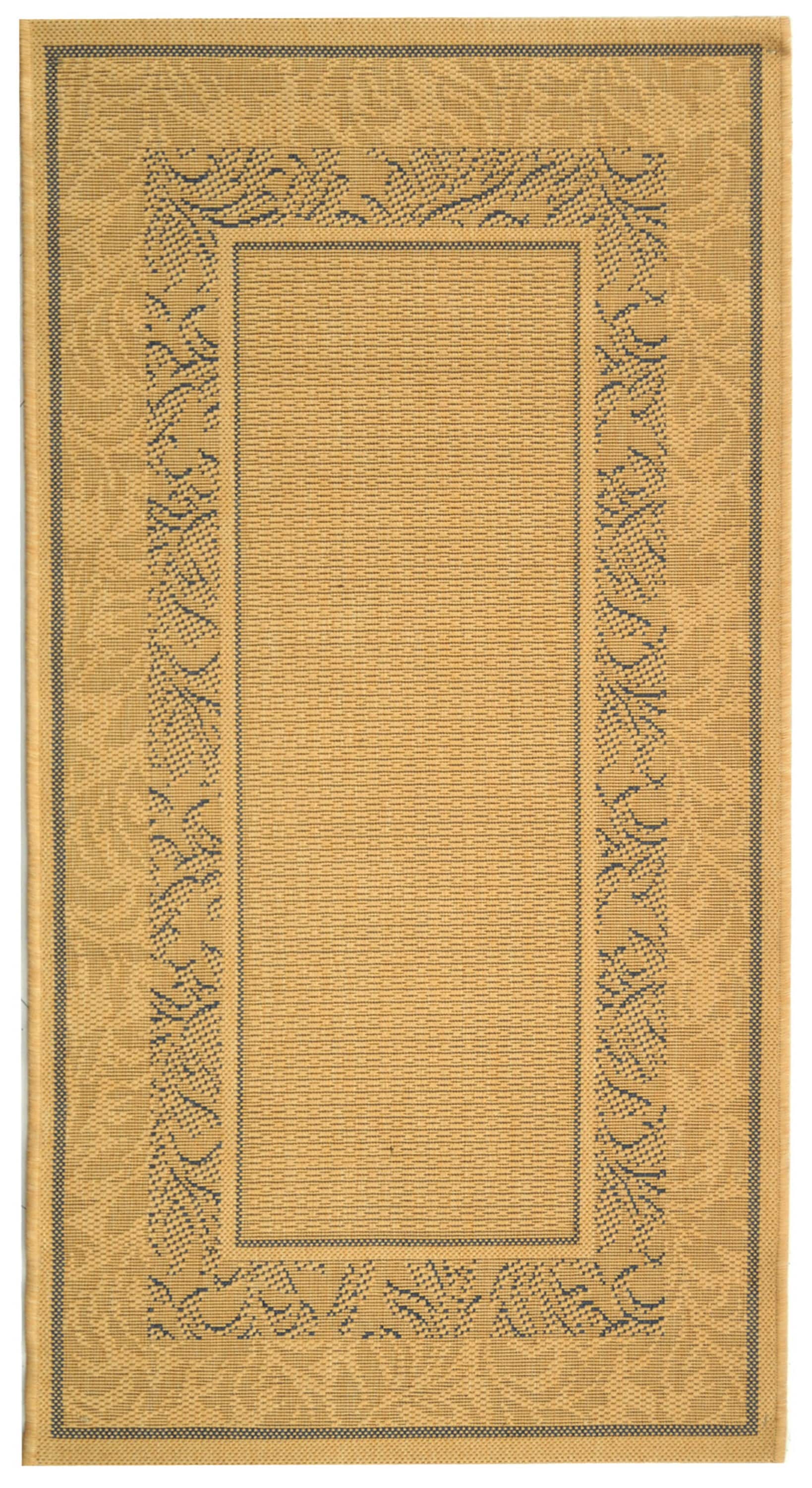 Easy-Care Natural/Blue Synthetic Indoor/Outdoor Rectangular Rug 2'7" x 5'