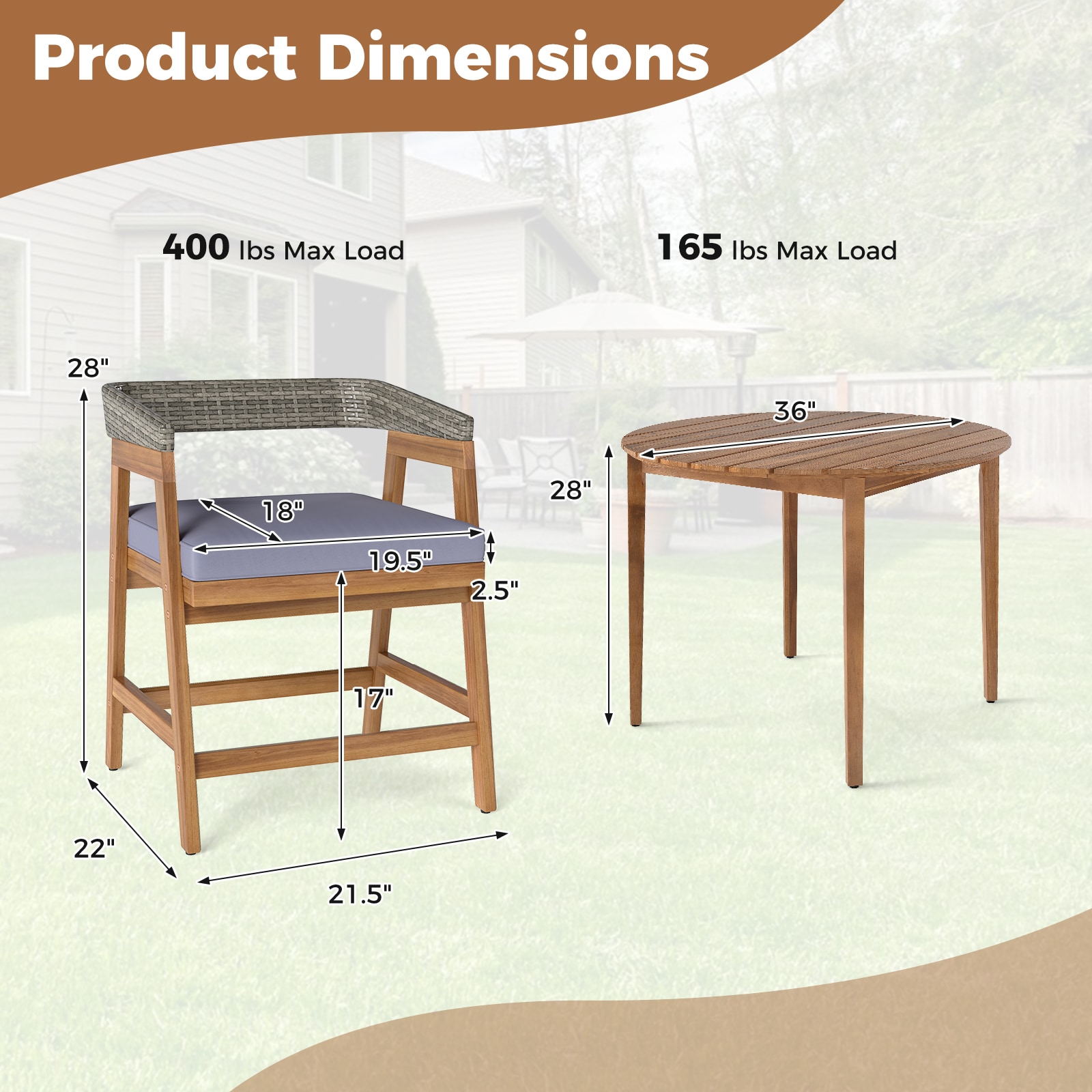 CALVON WMH-PA225B Patio-Dining-Sets - View #2
