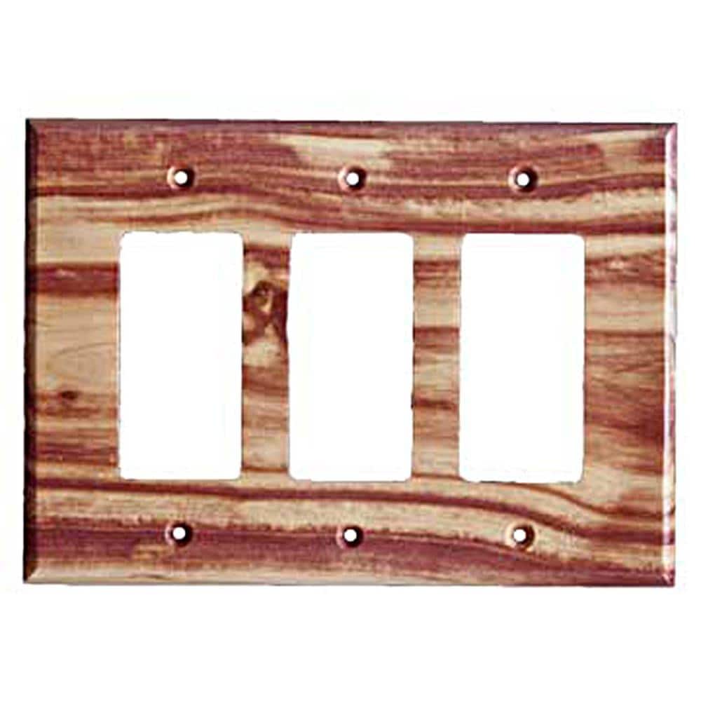 Sierra Lifestyles 682357 3 -Gang Specialty Size Juniper Wood Indoor Wall Plate