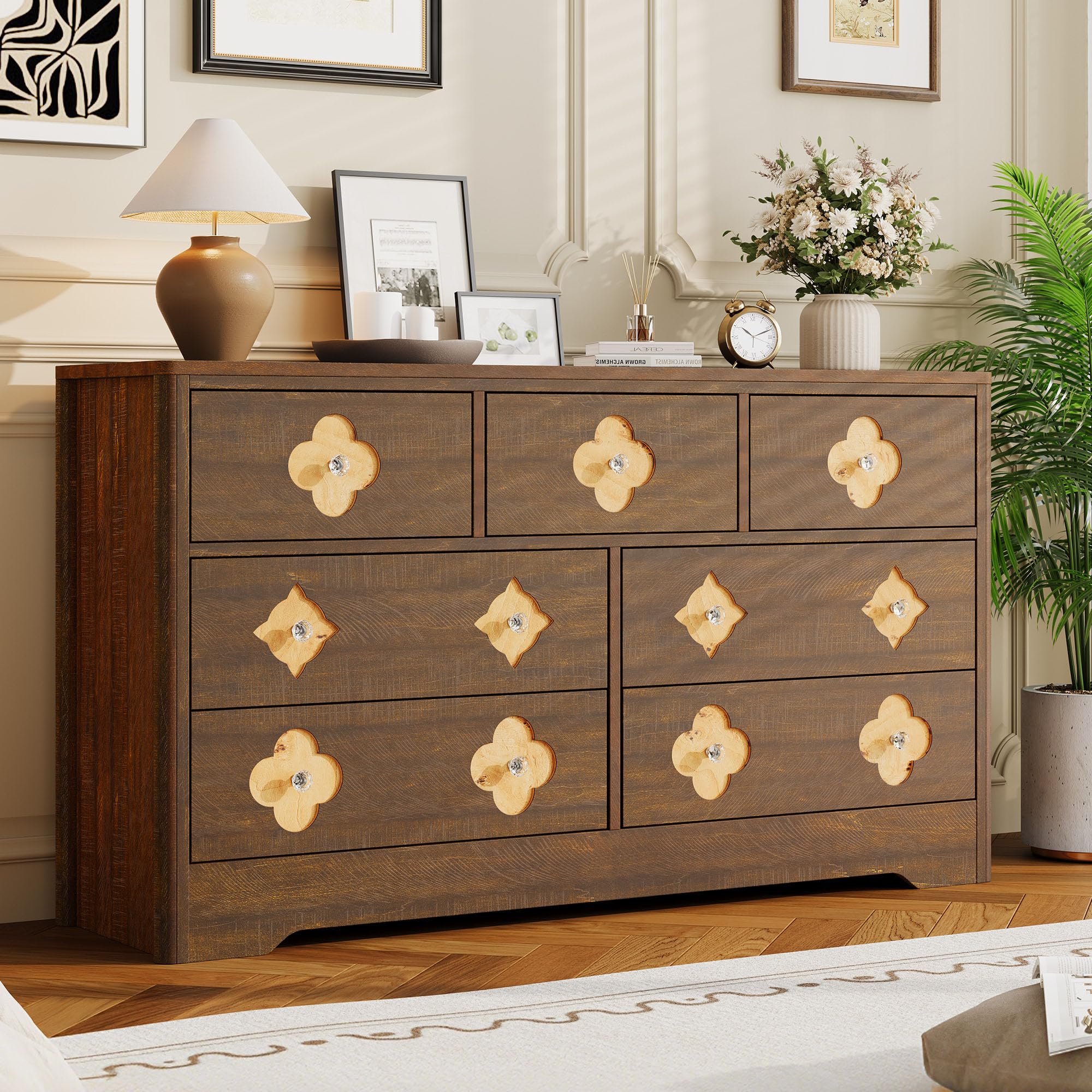 GarveeLife Dresser for Bedroom with Drawers Wide Chest of Large Decorative Drawer Front with Large Clothes Storage Cabinet Wood Bedroom Dresser