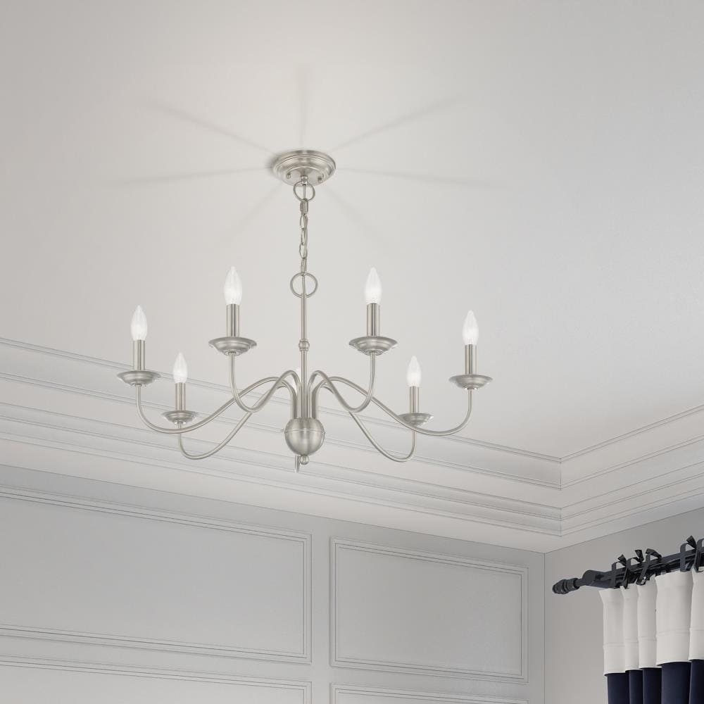 Elegant Windsor Brushed Nickel 7-Light Plug-in Chandelier