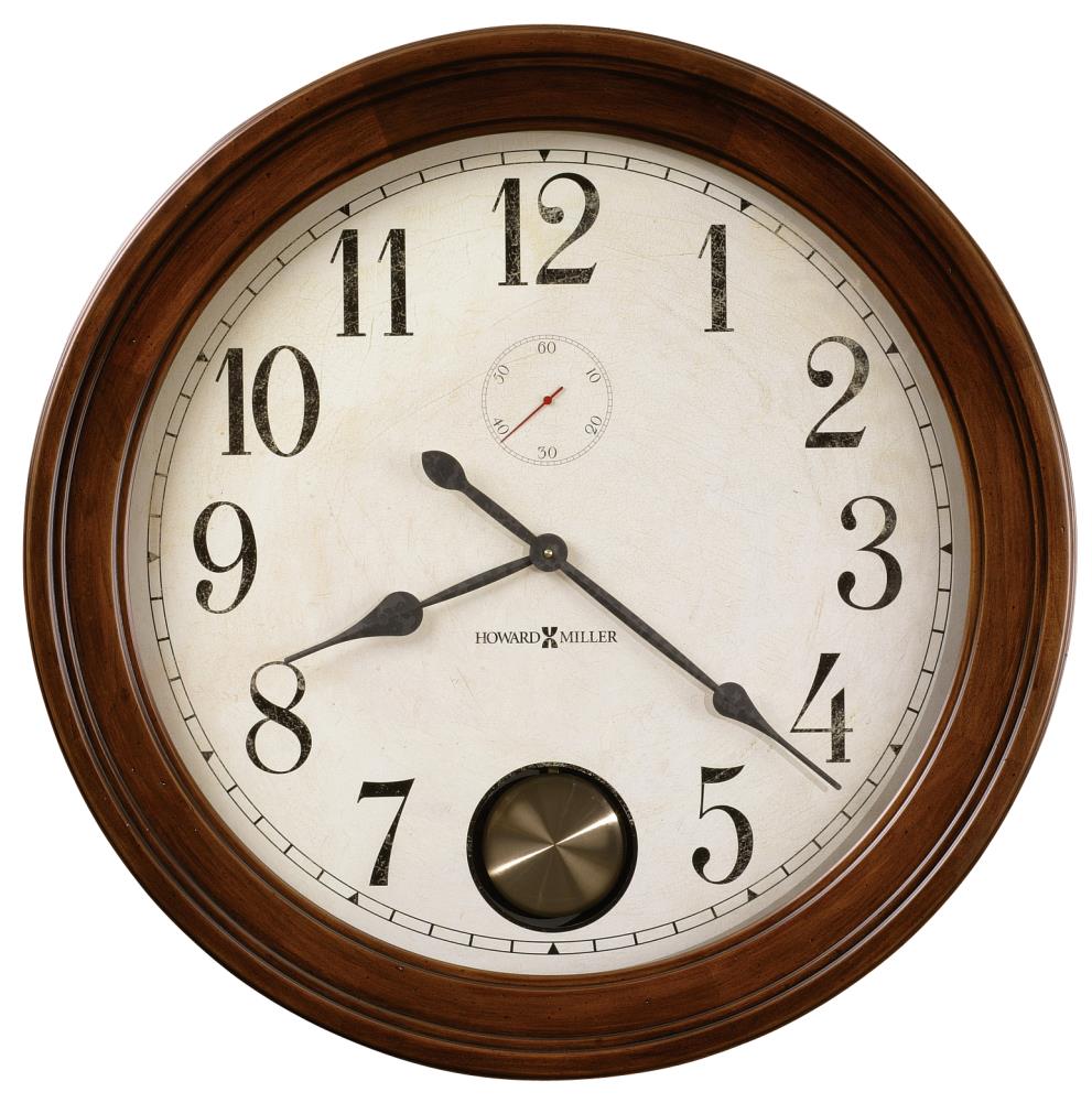 Howard Miller Auburn Wall Clock - 32.5 in H Hampton Cherry Wood Round  Indoor Oversized Clock with Antique Brass Pendulum in the Clocks department  at