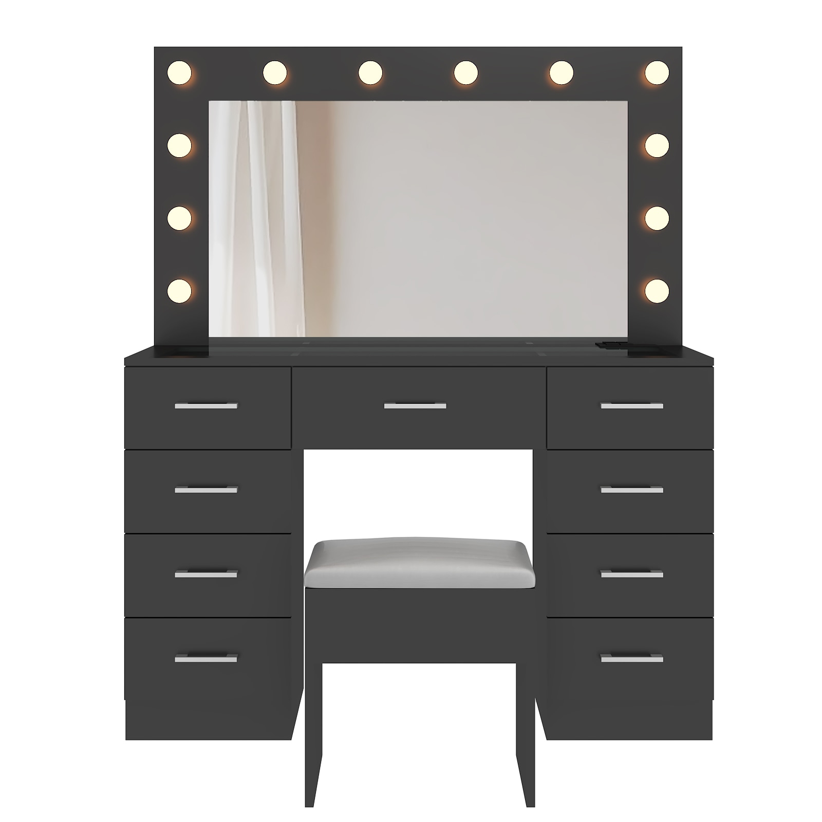 Outopee LO1G52005795 45.28-in Black Makeup Vanity