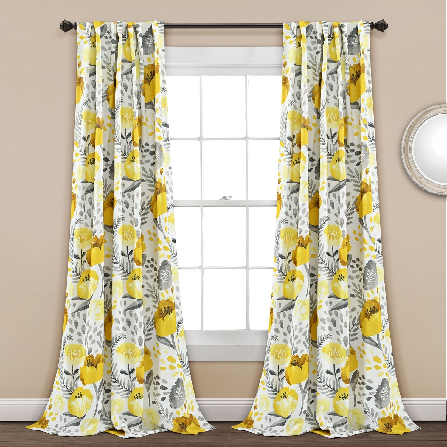 Lush Decor 16T005419 84-Inches Yellow Light filtering Back tab Curtain panel pair