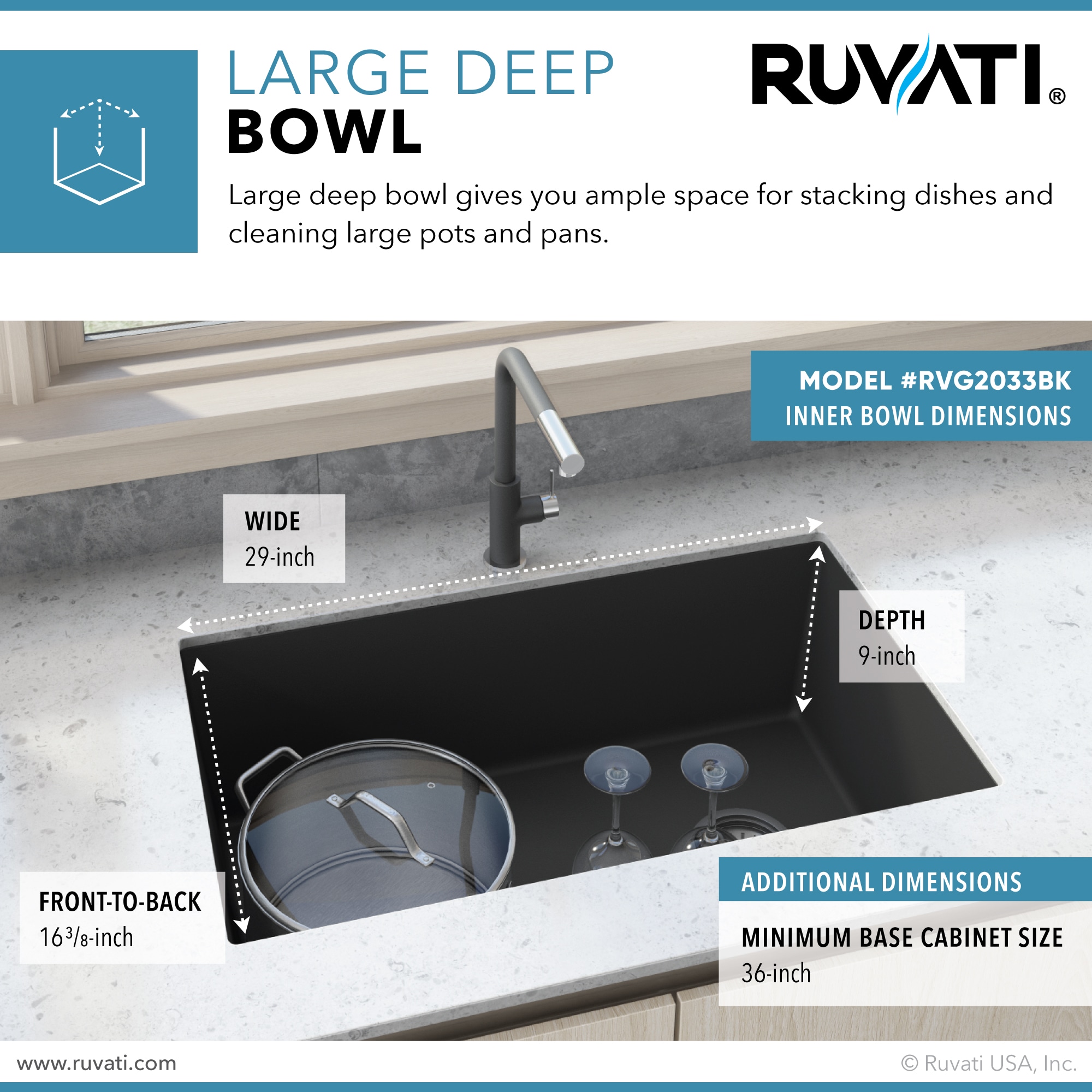 Ruvati RVG2033BK Kitchen-Sinks - View #6