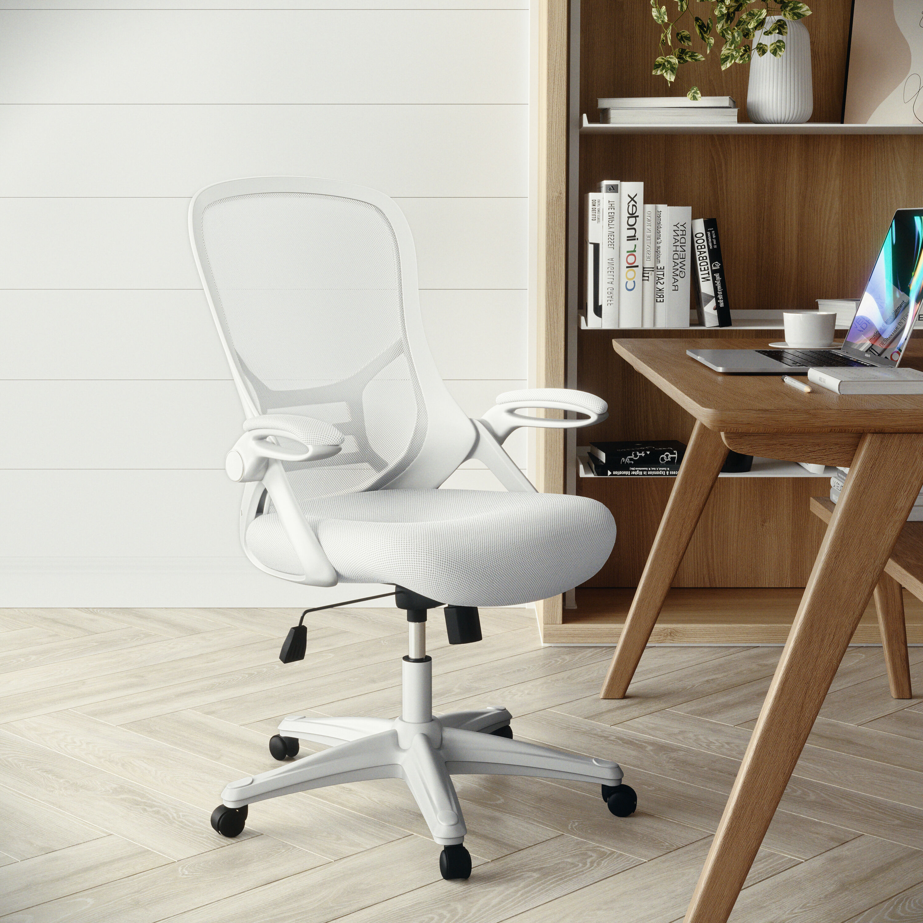 White High-Back Ergonomic Mesh Swivel Office Chair with Adjustable Arms