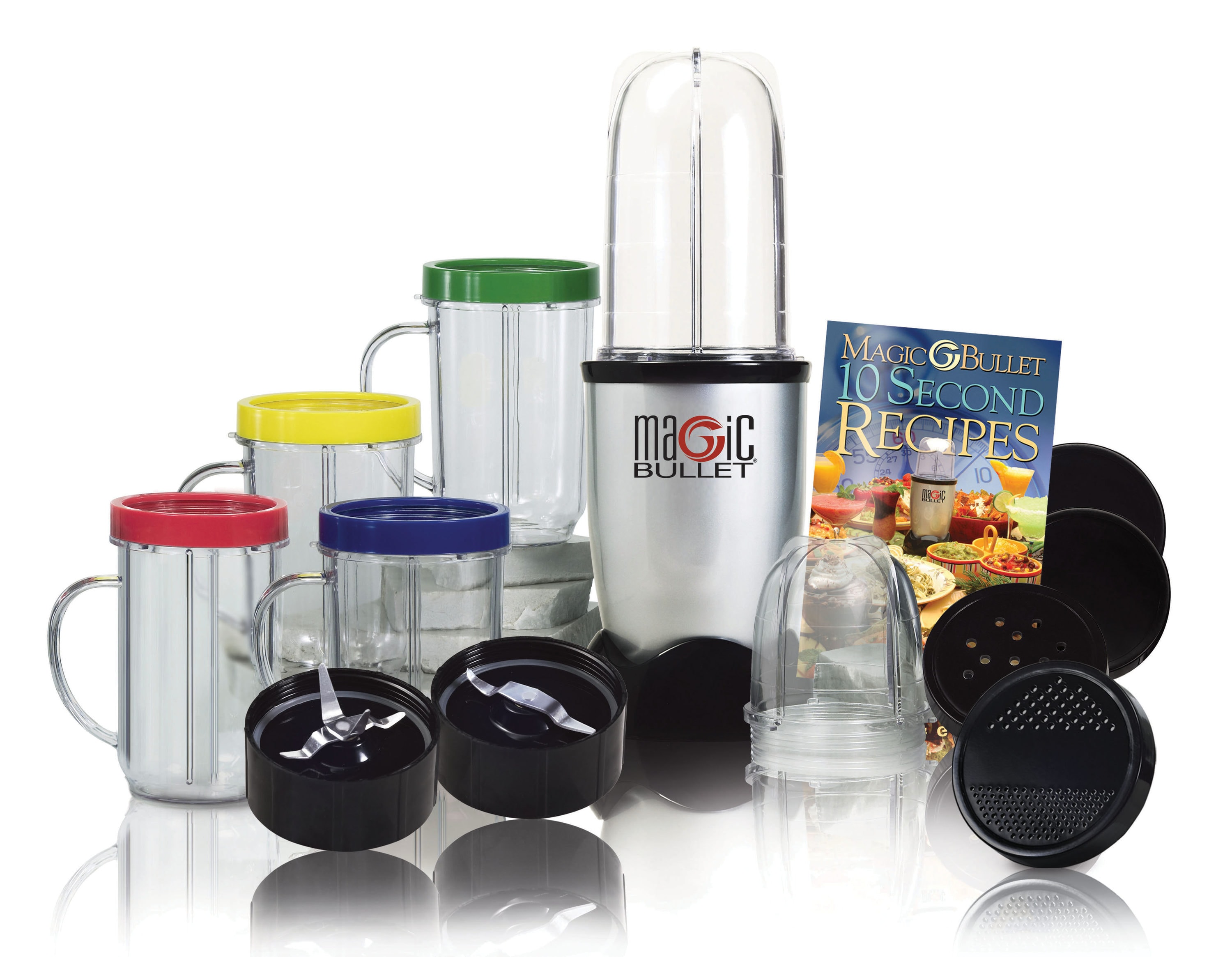 Magic Bullet Blender Accessories Only - Set of 4 Cups, Rings, Tops, 2 Books