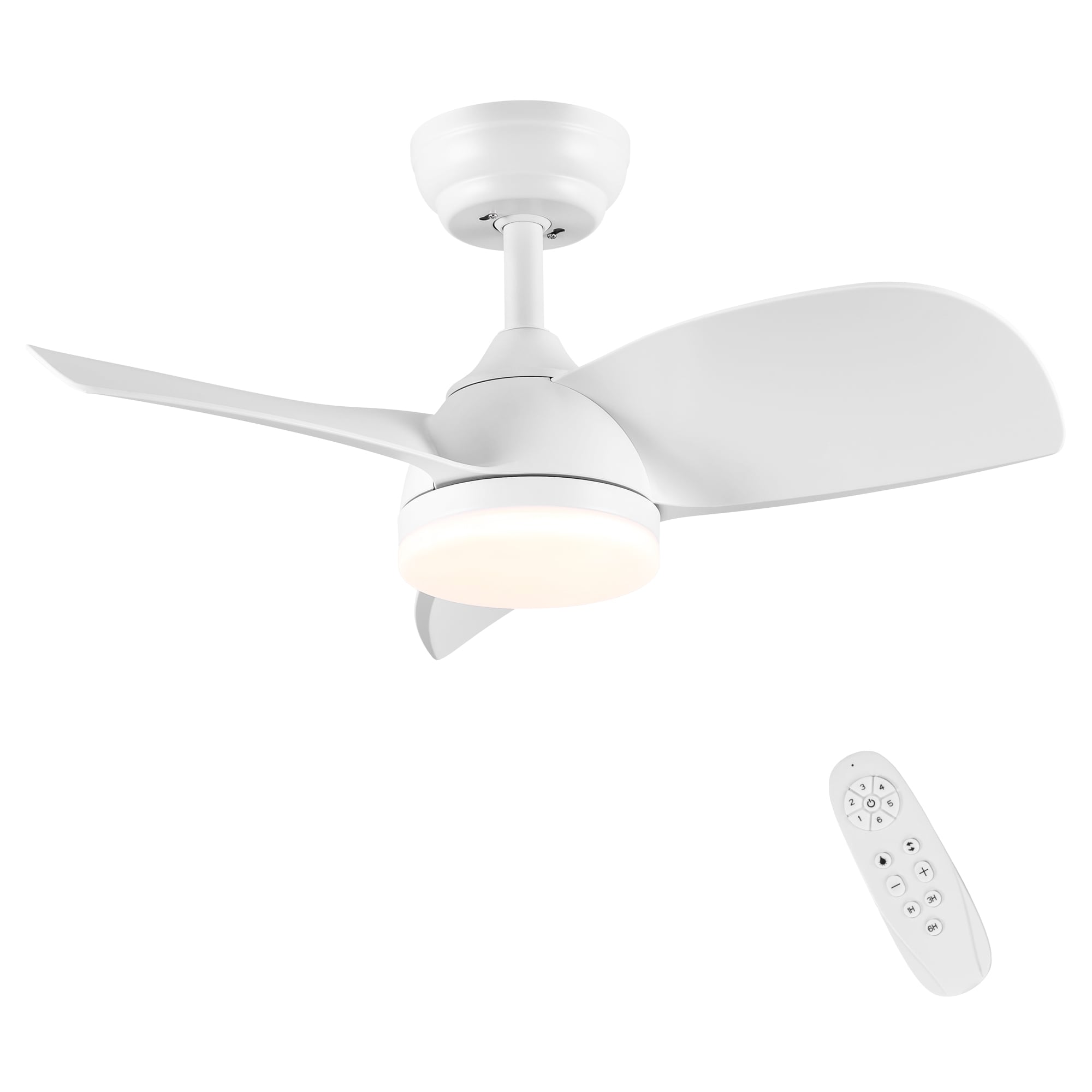 YUHAO LSDC1059WH28 Mosaicar 28-in Color-Changing Integrated LED White with Matte Blades Ceiling Fan With Light - Remote Included ( 3 -Blade )