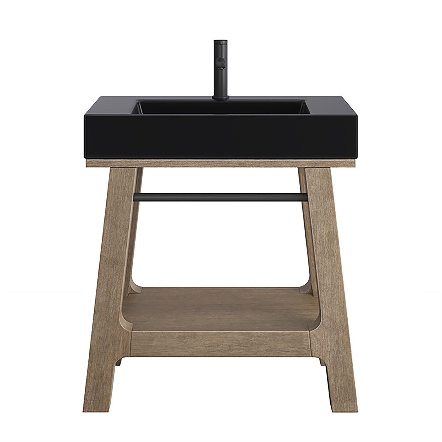 James Martin Vanities 165-V31.5-WTB-BM Auburn 31.5 inch Sink Console Weathered Timber  with Black Matte Mineral Composite Top