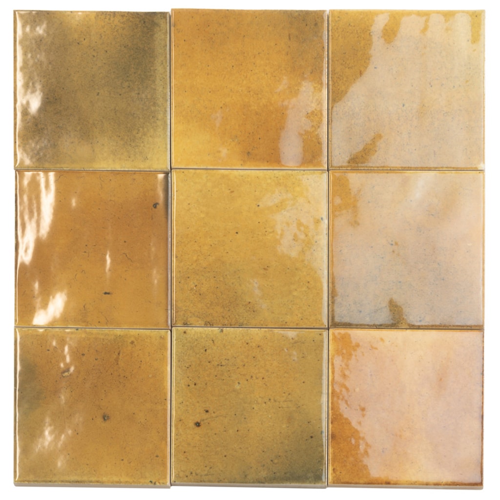 Apollo Tile Antiek Honey Orange 4-in x 4-in Glossy Ceramic Stone 