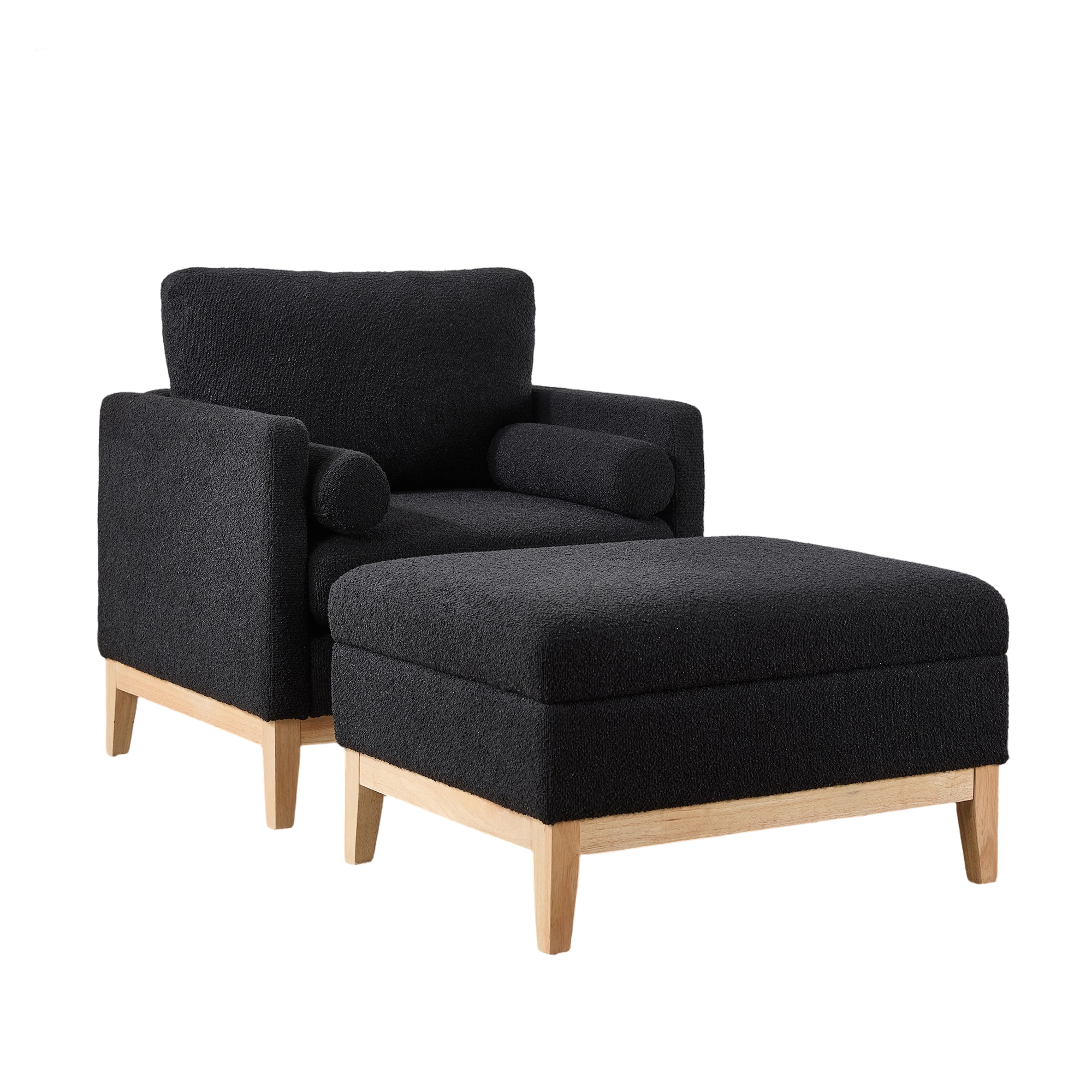Bybafun - 35.43-in W Casual Black Accent Armchair