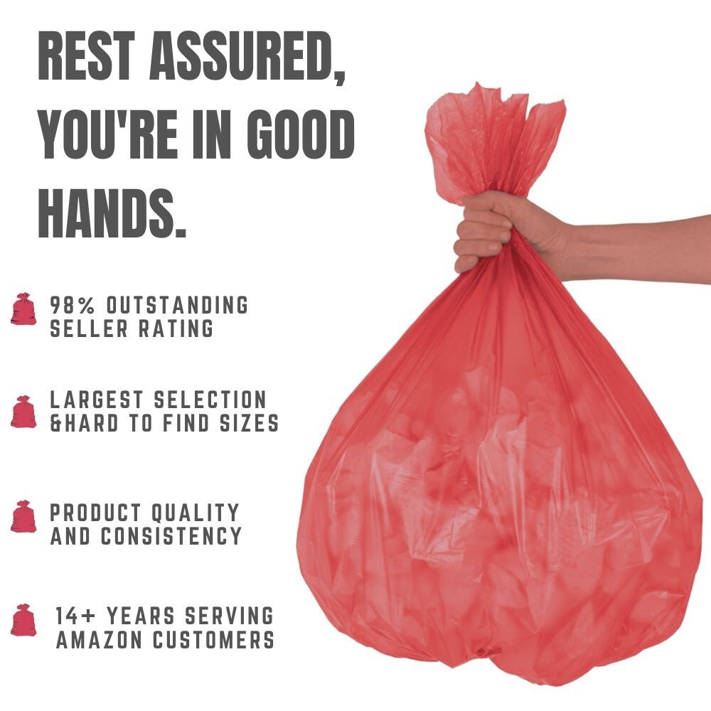 Plasticplace 32-33 Gallon Trash Bags, 100 Count, Pink