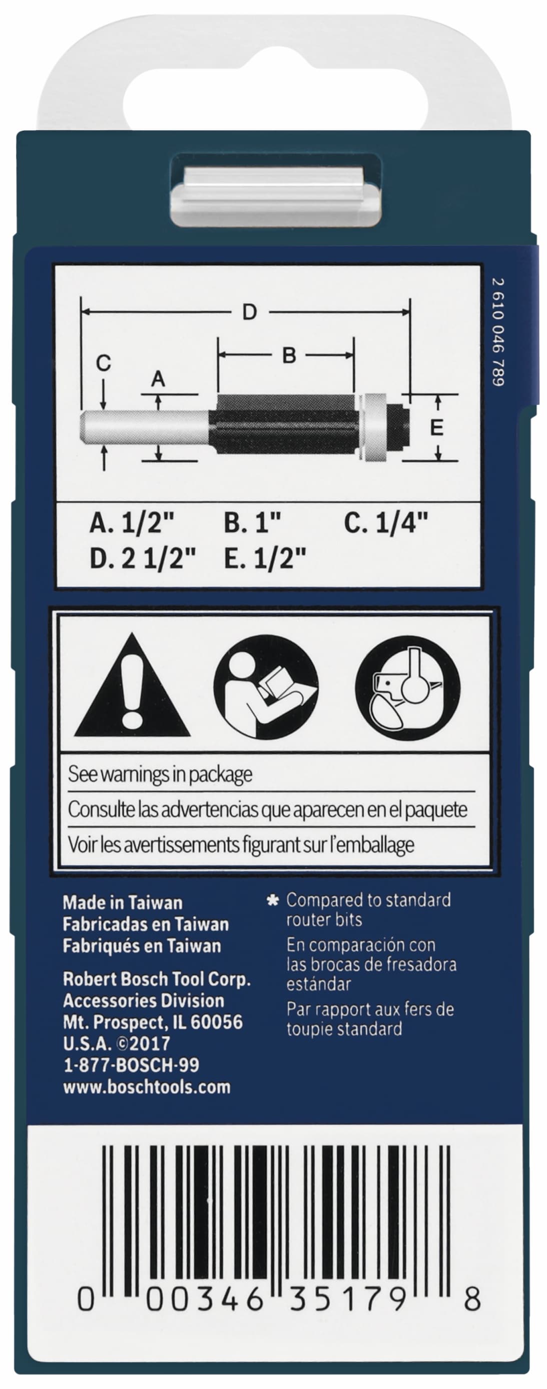 Bosch 1/2-in Carbide-Tipped Laminate Flush Trimming Router Bit in