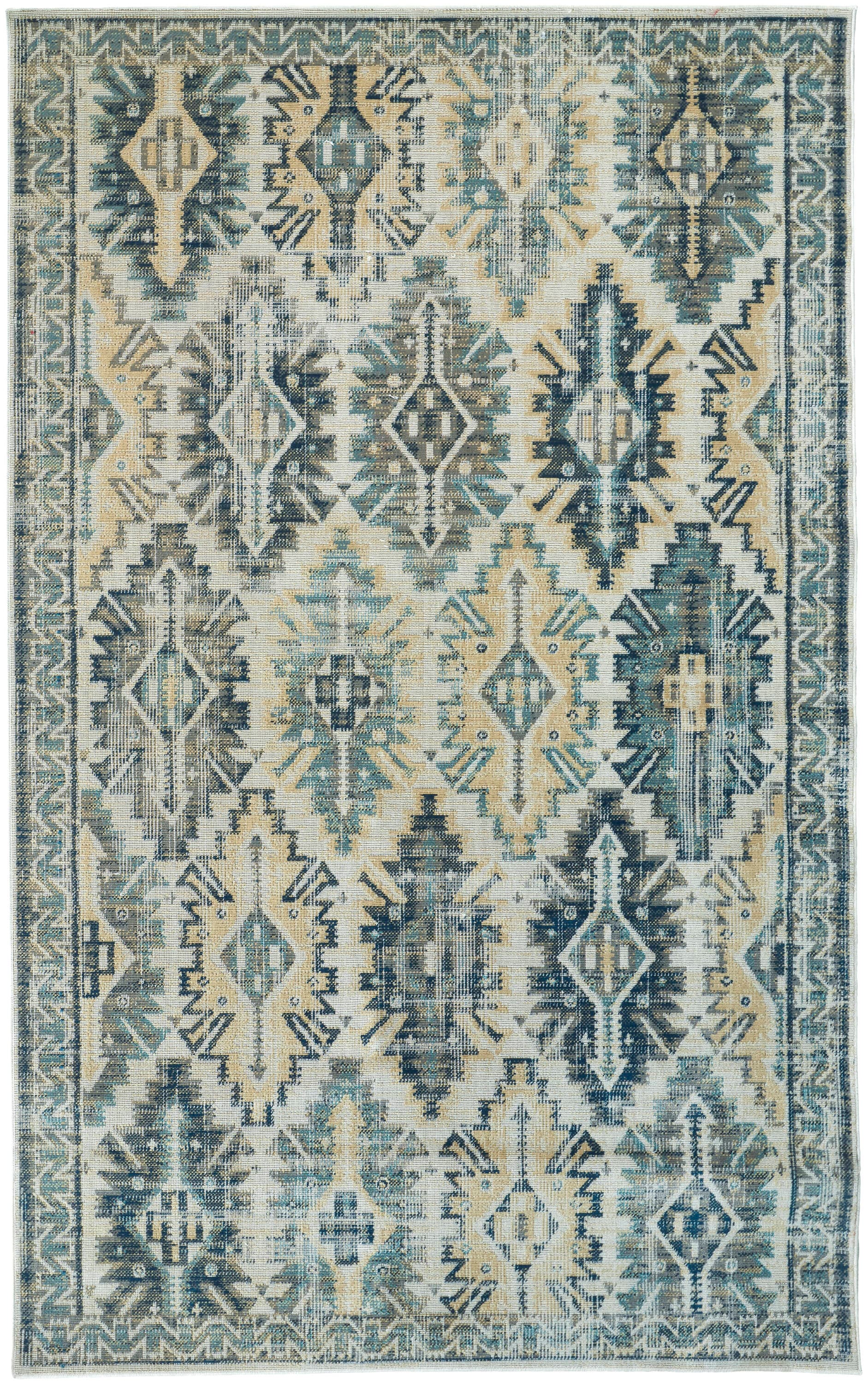 Room Envy 8 X 10 (ft) Green/Blue/Ivory Indoor Southwestern Area Rug in ...